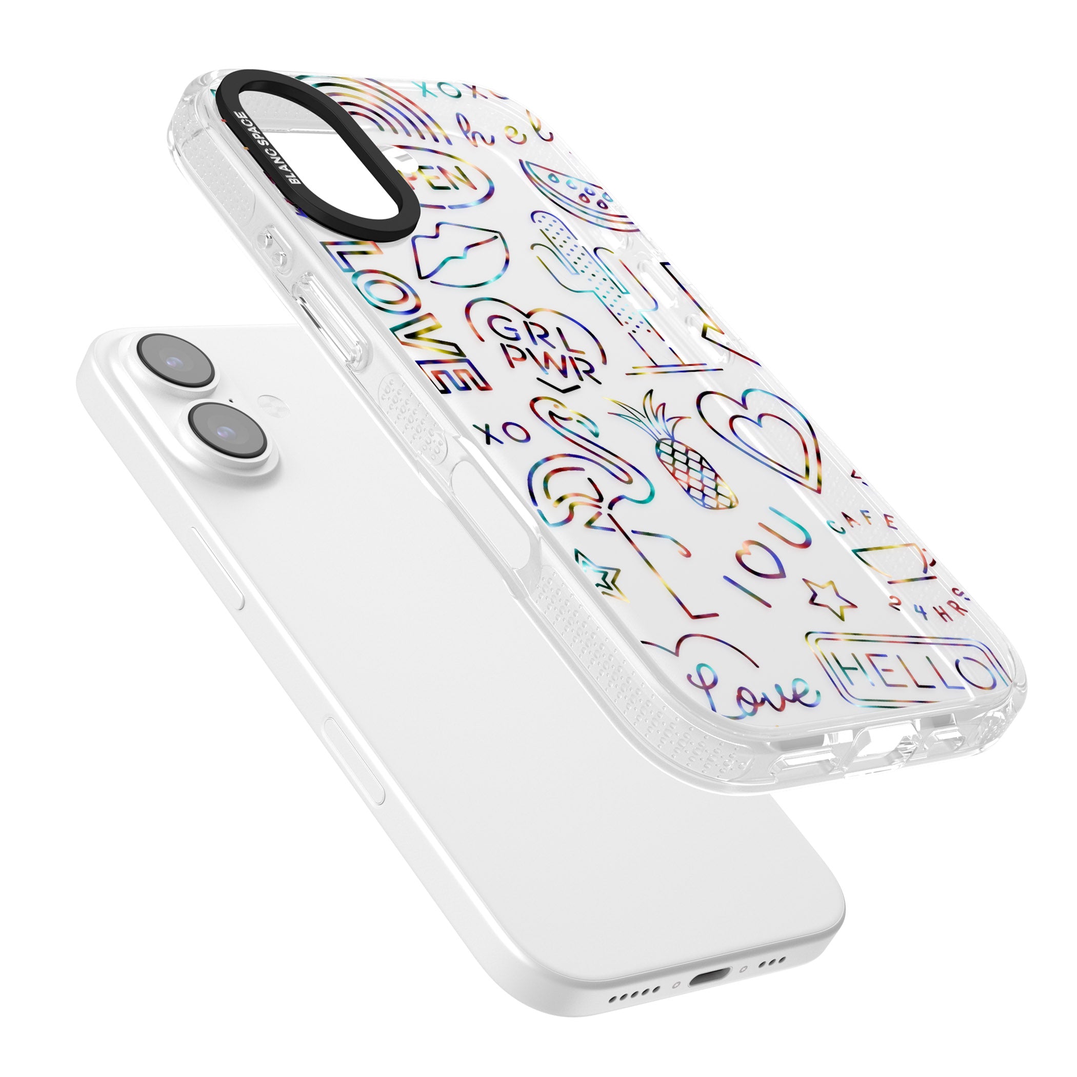 Funky Nebula Neon Sign iPhone 17 Impact Air Clear Phone Case Colours