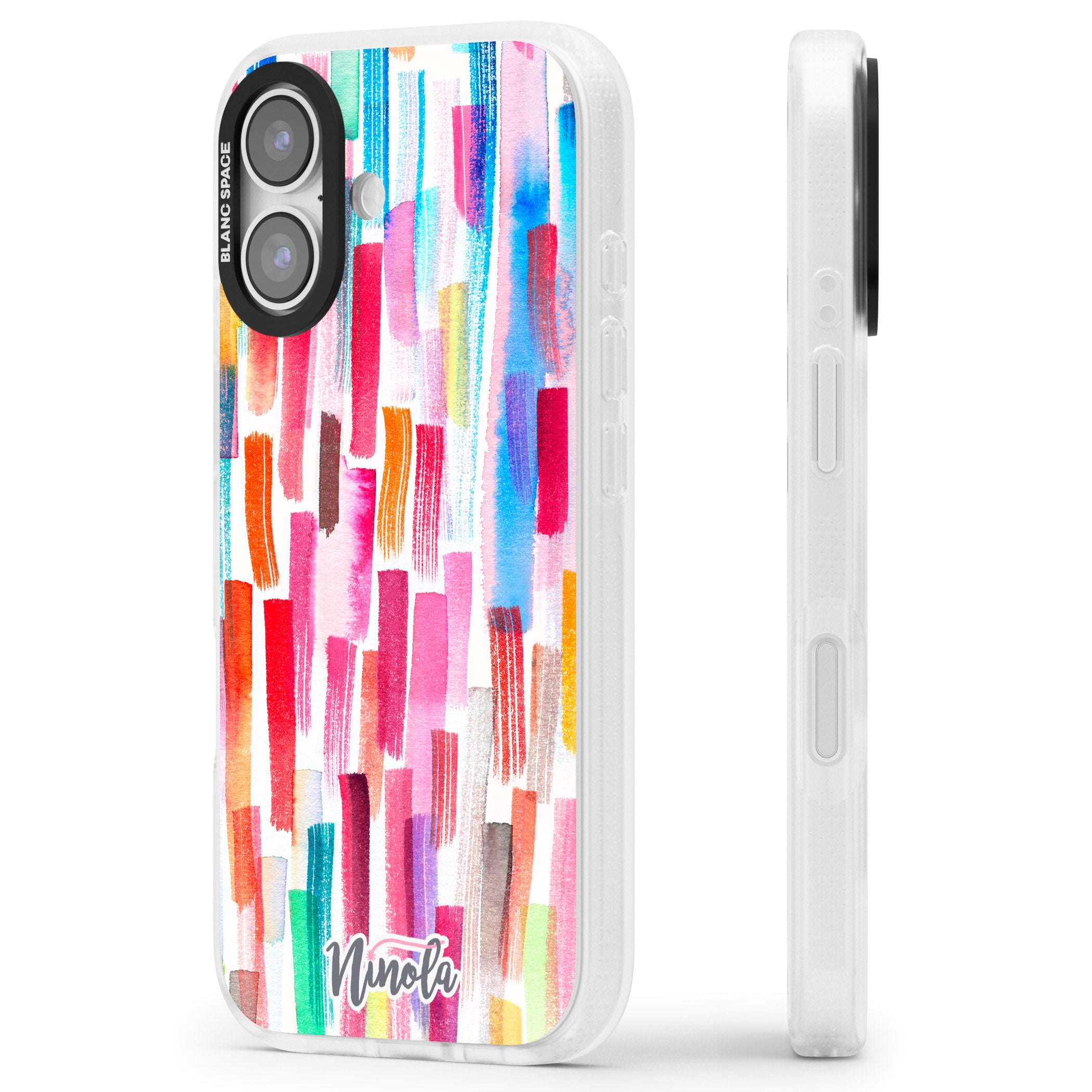 Colorful Brushstrokes iPhone 17 Impact Air Clear Phone Case Side Profile