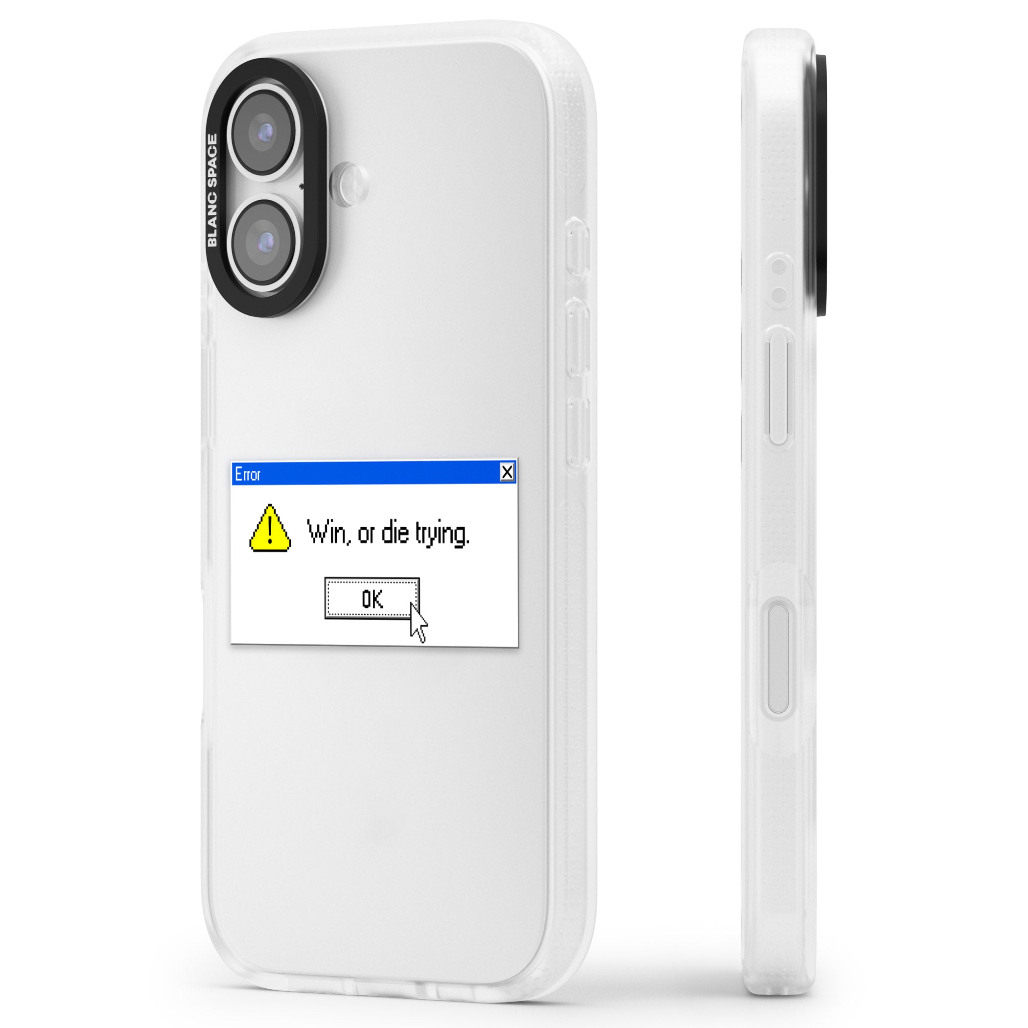 Win Or Die Trying Exe iPhone 17 Impact Air Clear Phone Case Side Profile