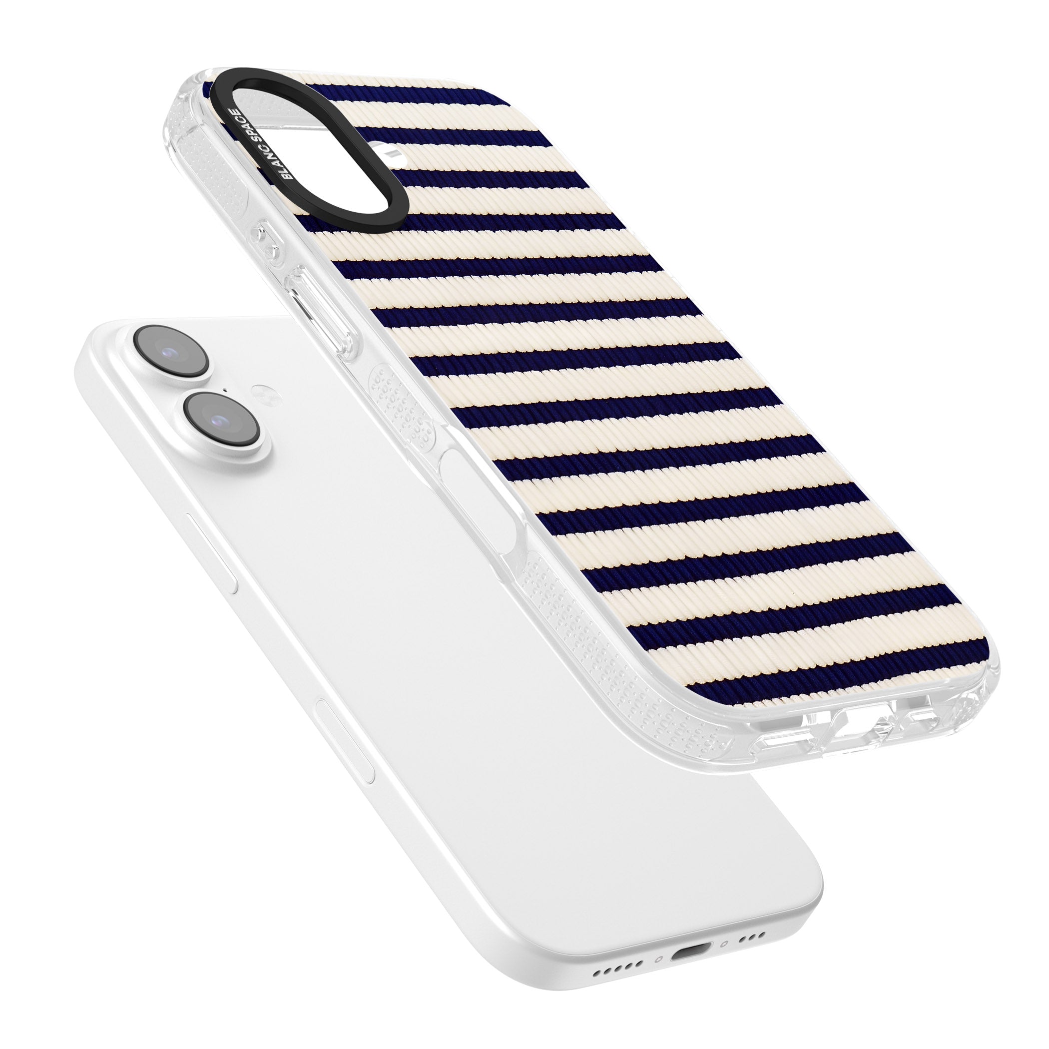 Navy & Cream Stripes iPhone 17 Impact Air Clear Phone Case Colours