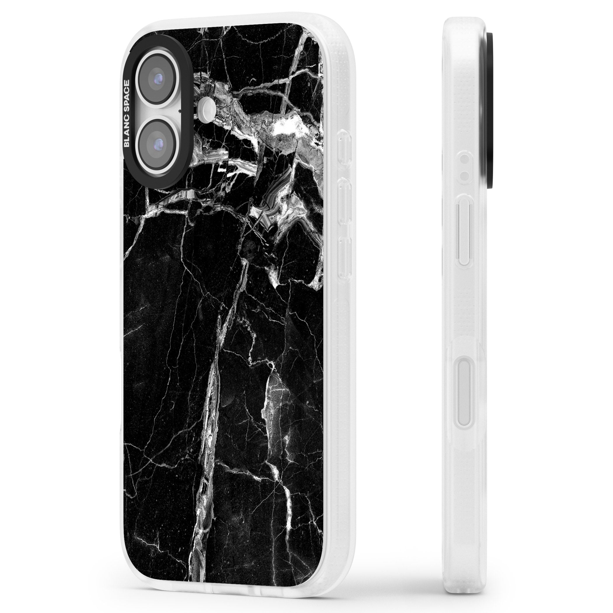 Black Onyx Marble iPhone 17 Impact Air Clear Phone Case Side Profile