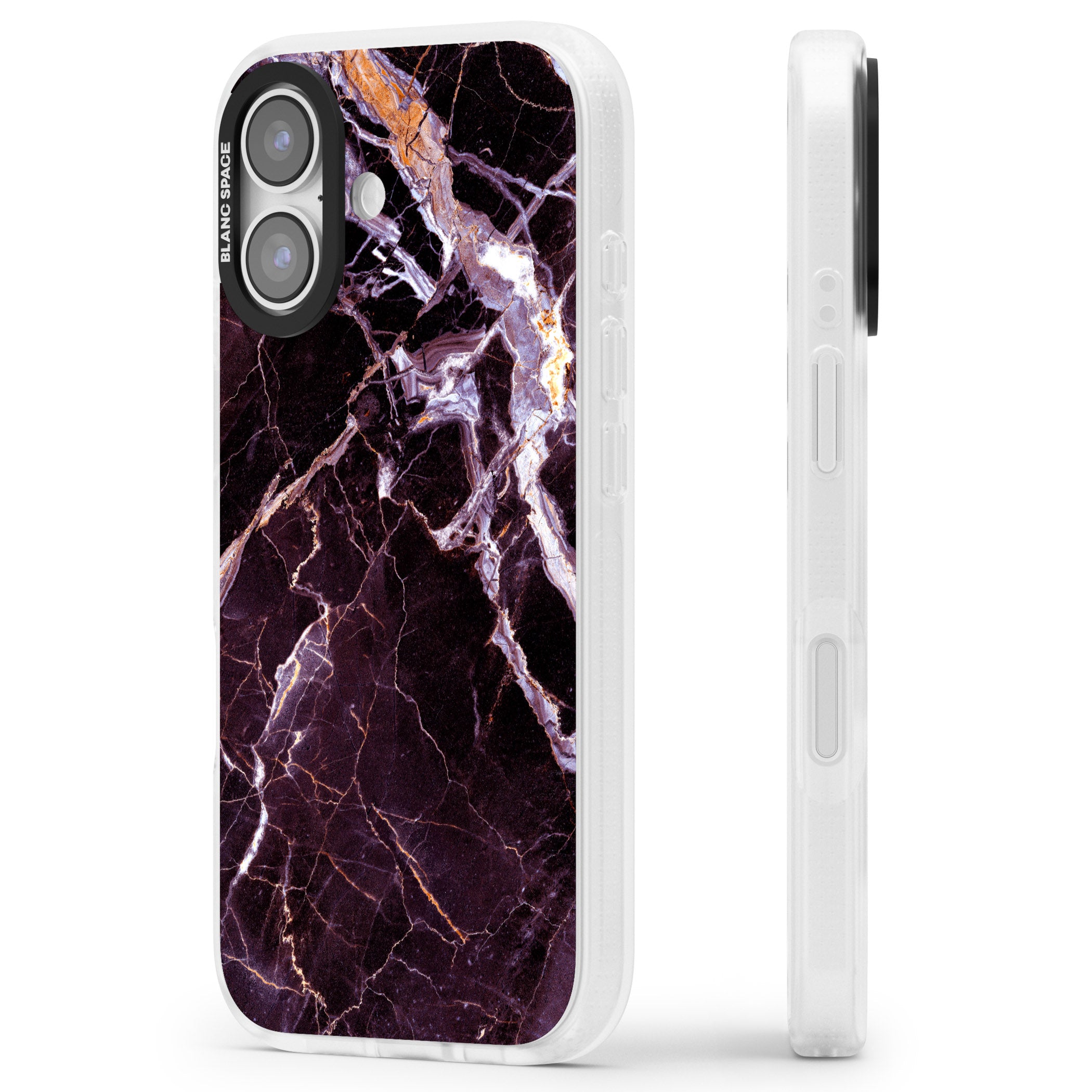 Violet Shatter Marble iPhone 17 Impact Air Clear Phone Case Side Profile