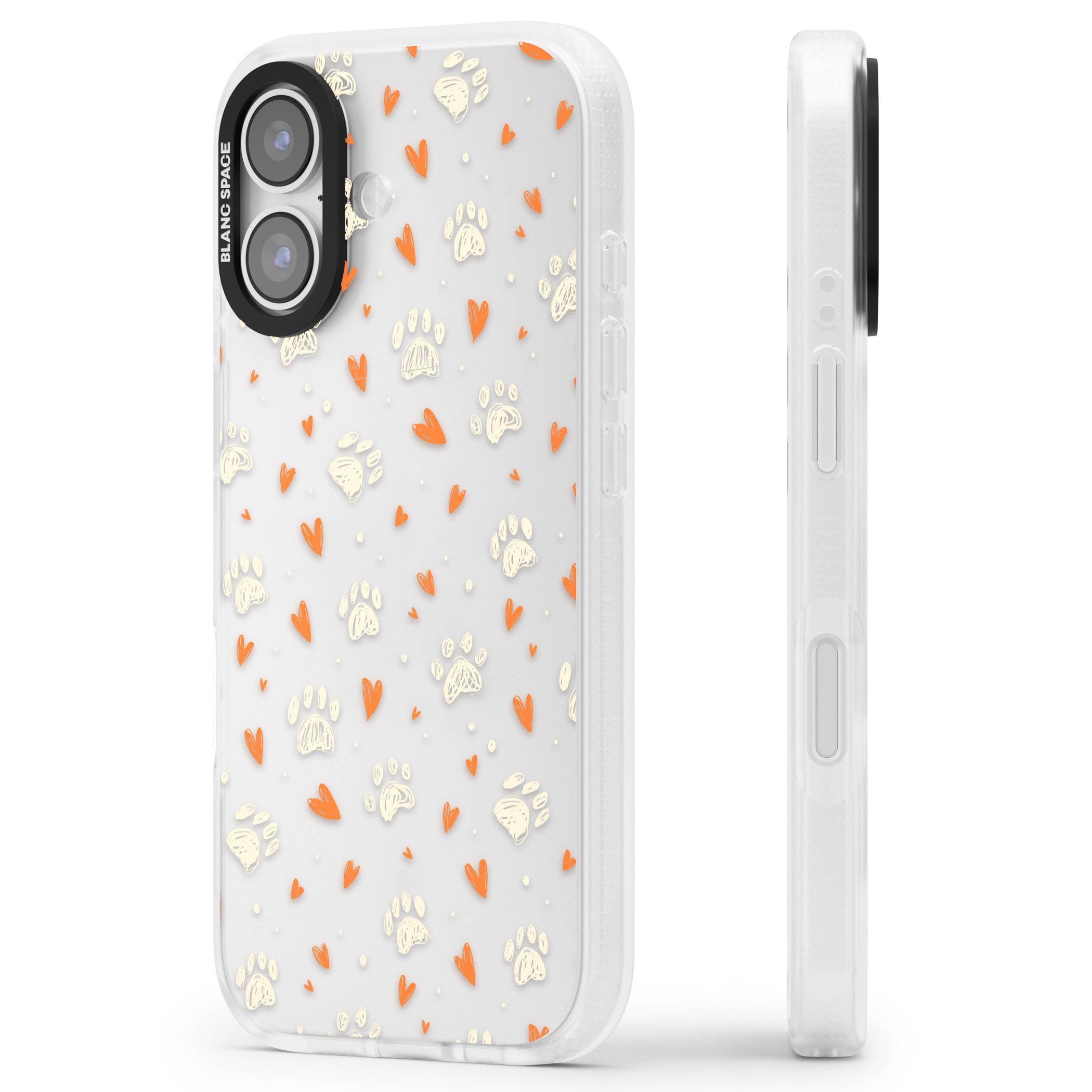 Paws And Hearts Pattern iPhone 17 Impact Air Clear Phone Case Side Profile