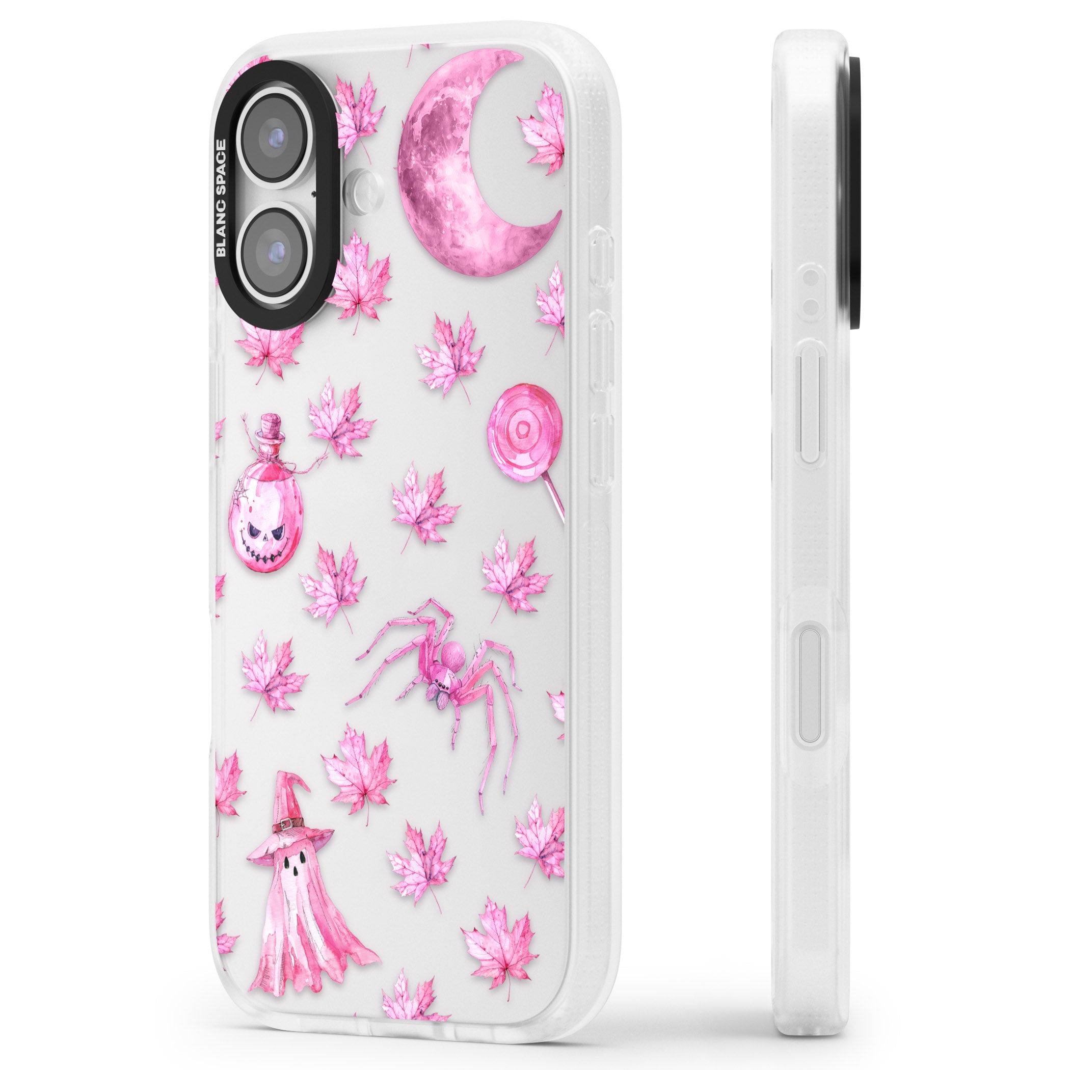 Pink Moon Maple iPhone 17 Impact Air Clear Phone Case Side Profile