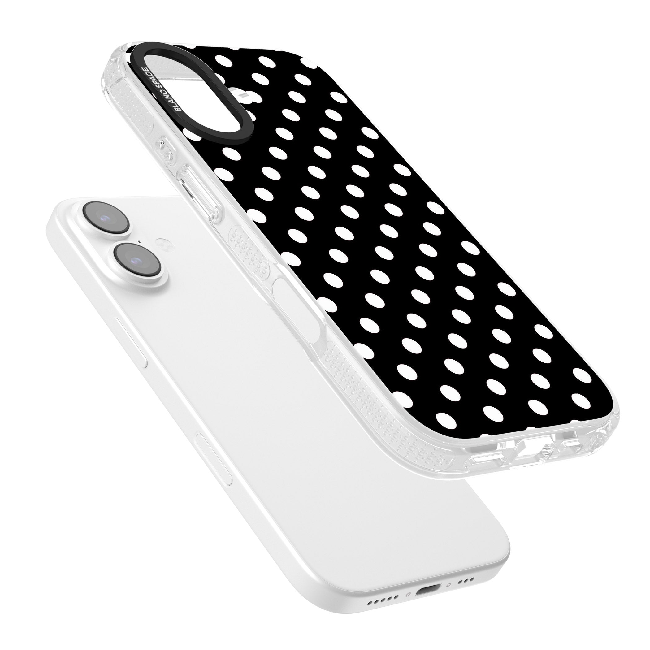 Designer Chic Black Polka Dot iPhone 17 Impact Air Clear Phone Case Colours