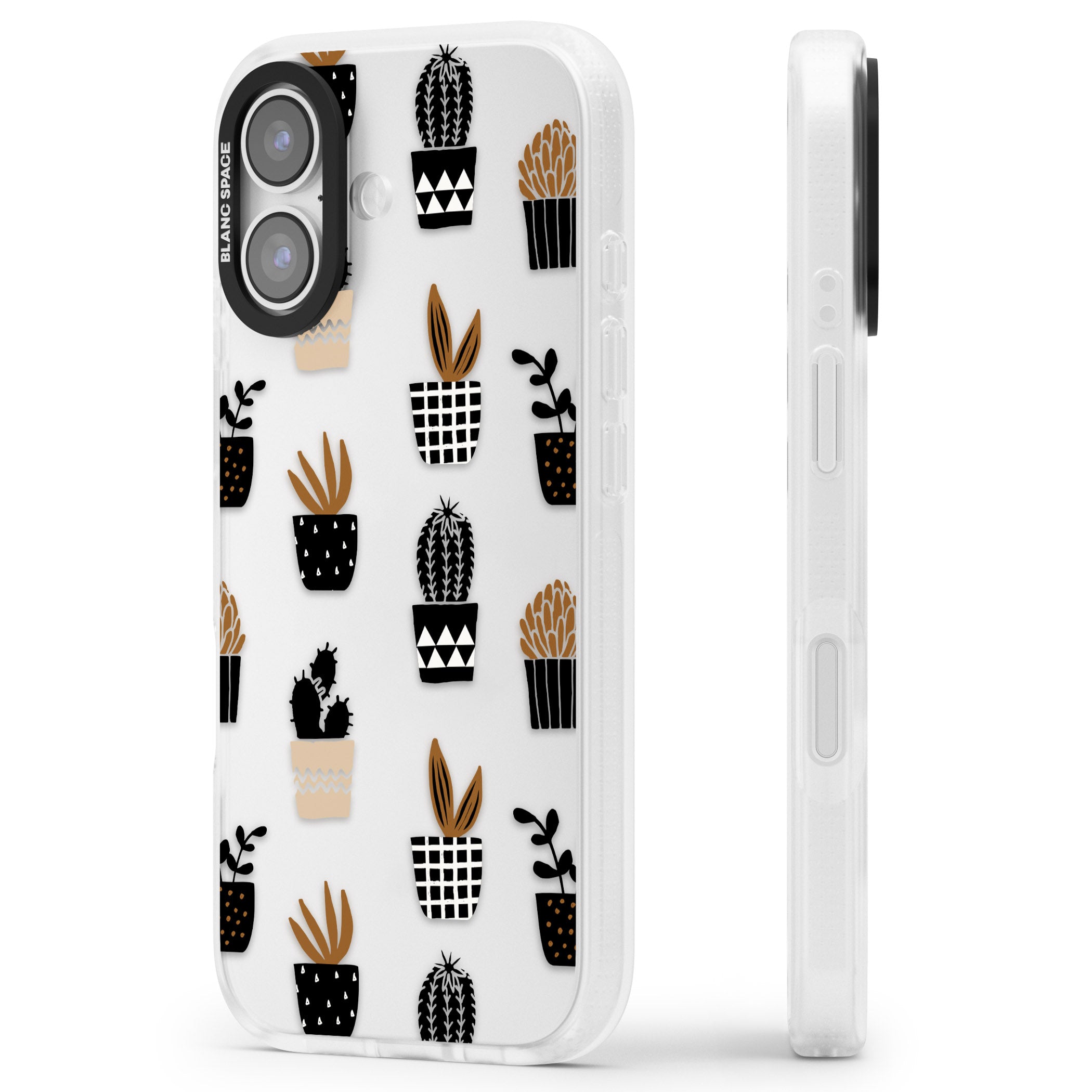 Large Mixed Plants Pattern Clear iPhone 17 Impact Air Clear Phone Case Side Profile