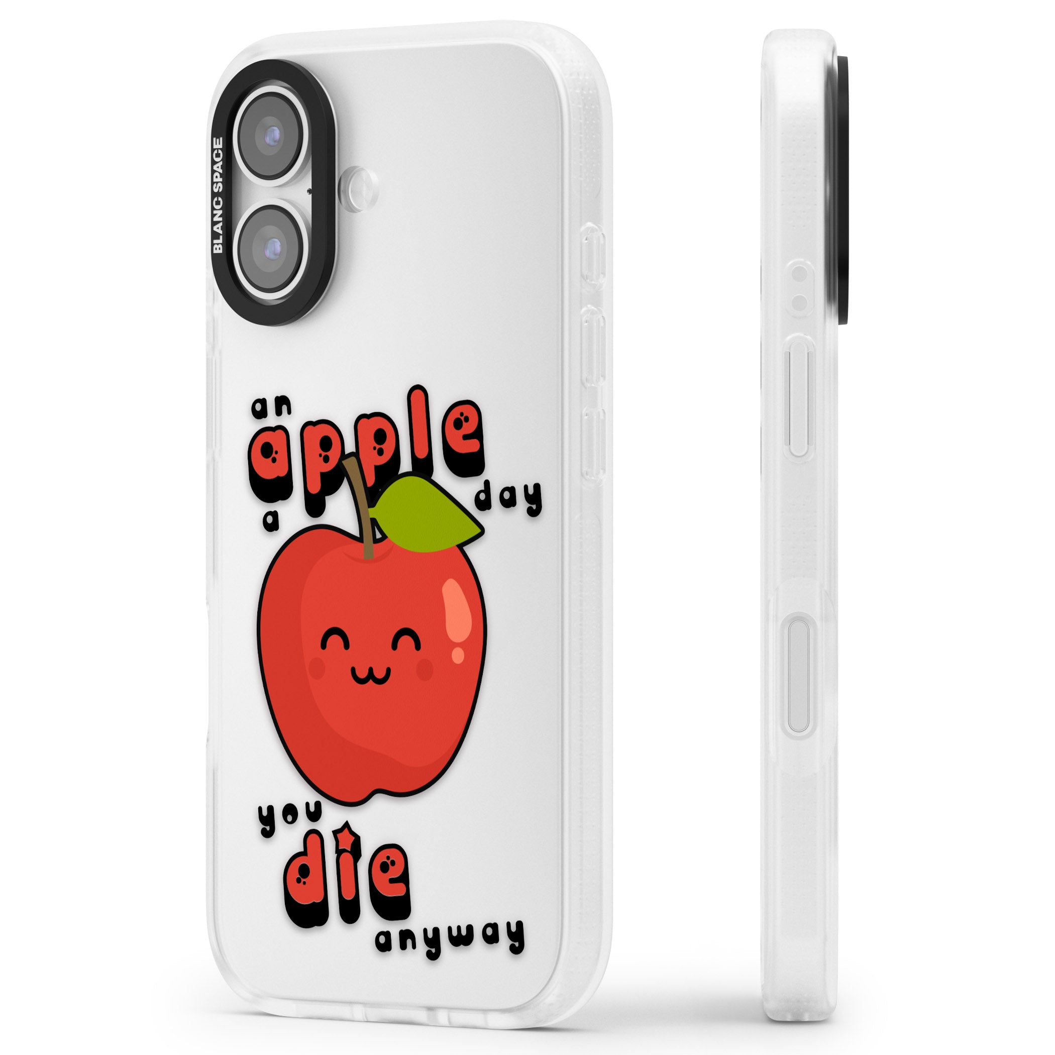 An Apple A Day iPhone 17 Impact Air Clear Phone Case Side Profile