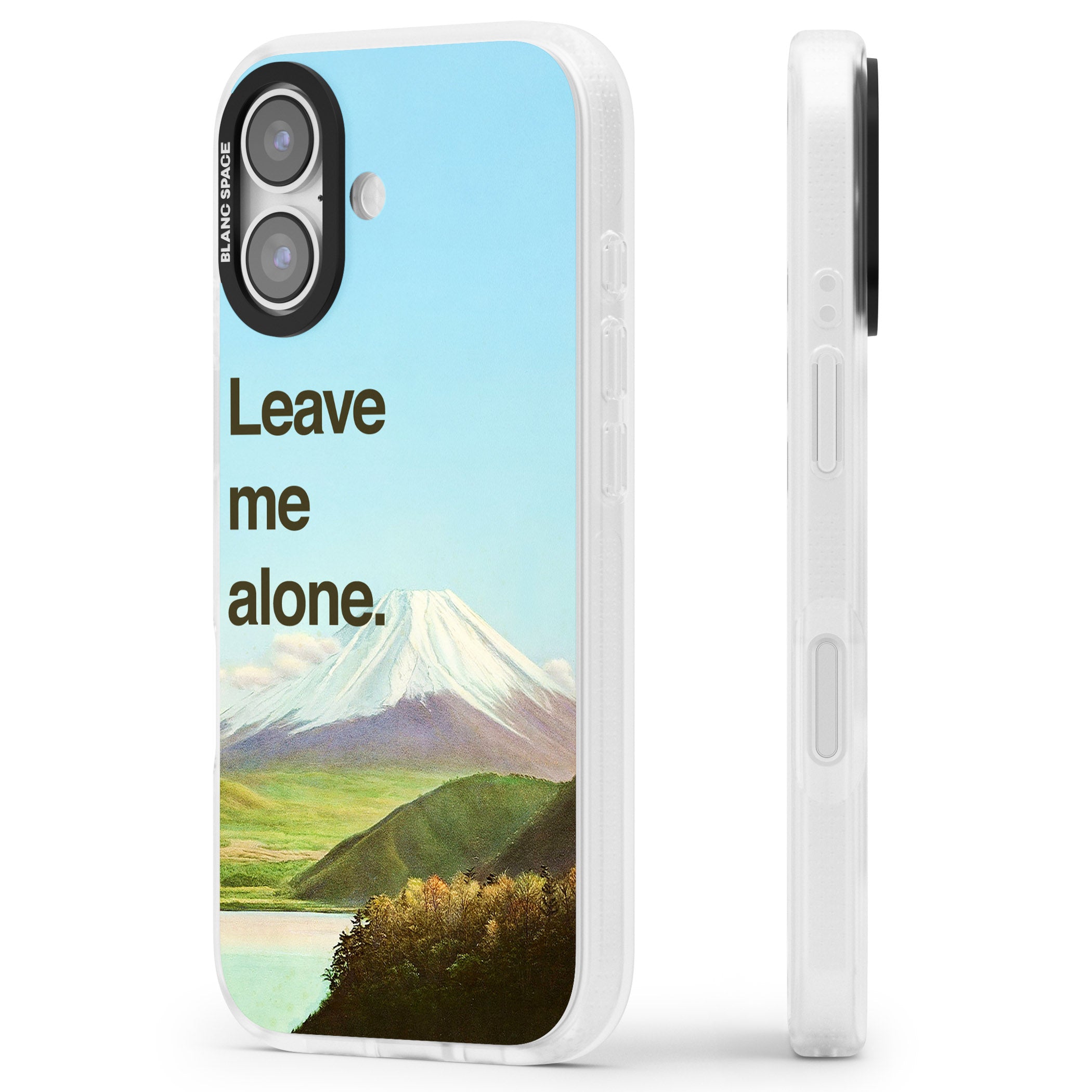 Leave Me Alone iPhone 17 Impact Air Clear Phone Case Side Profile