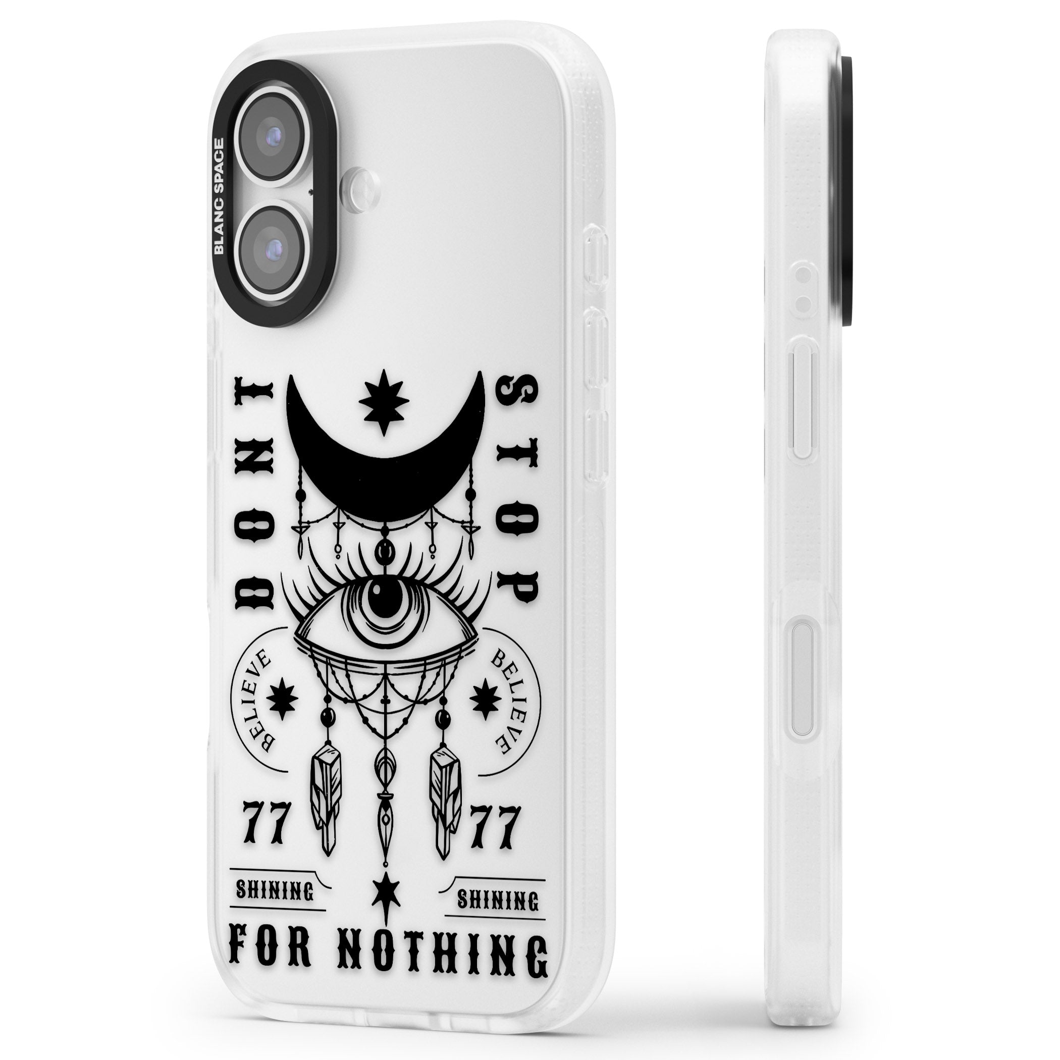 Dont Stop For Nothing iPhone 17 Impact Air Clear Phone Case Side Profile