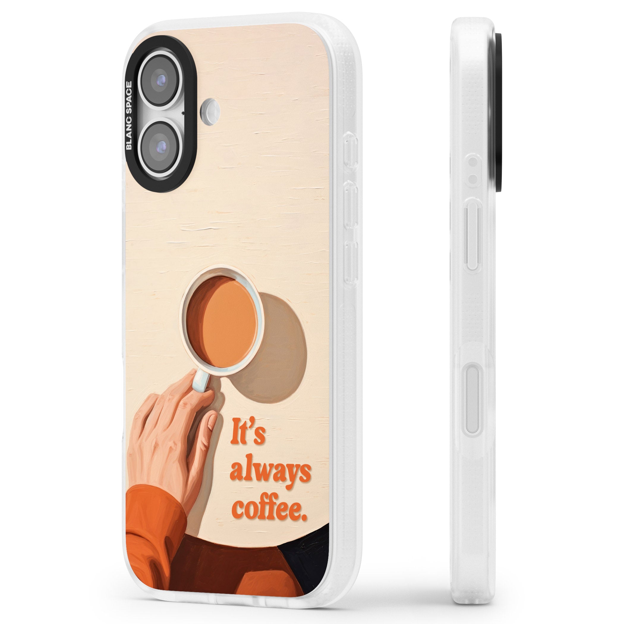 Its Always Coffee iPhone 17 Impact Air Clear Phone Case Side Profile