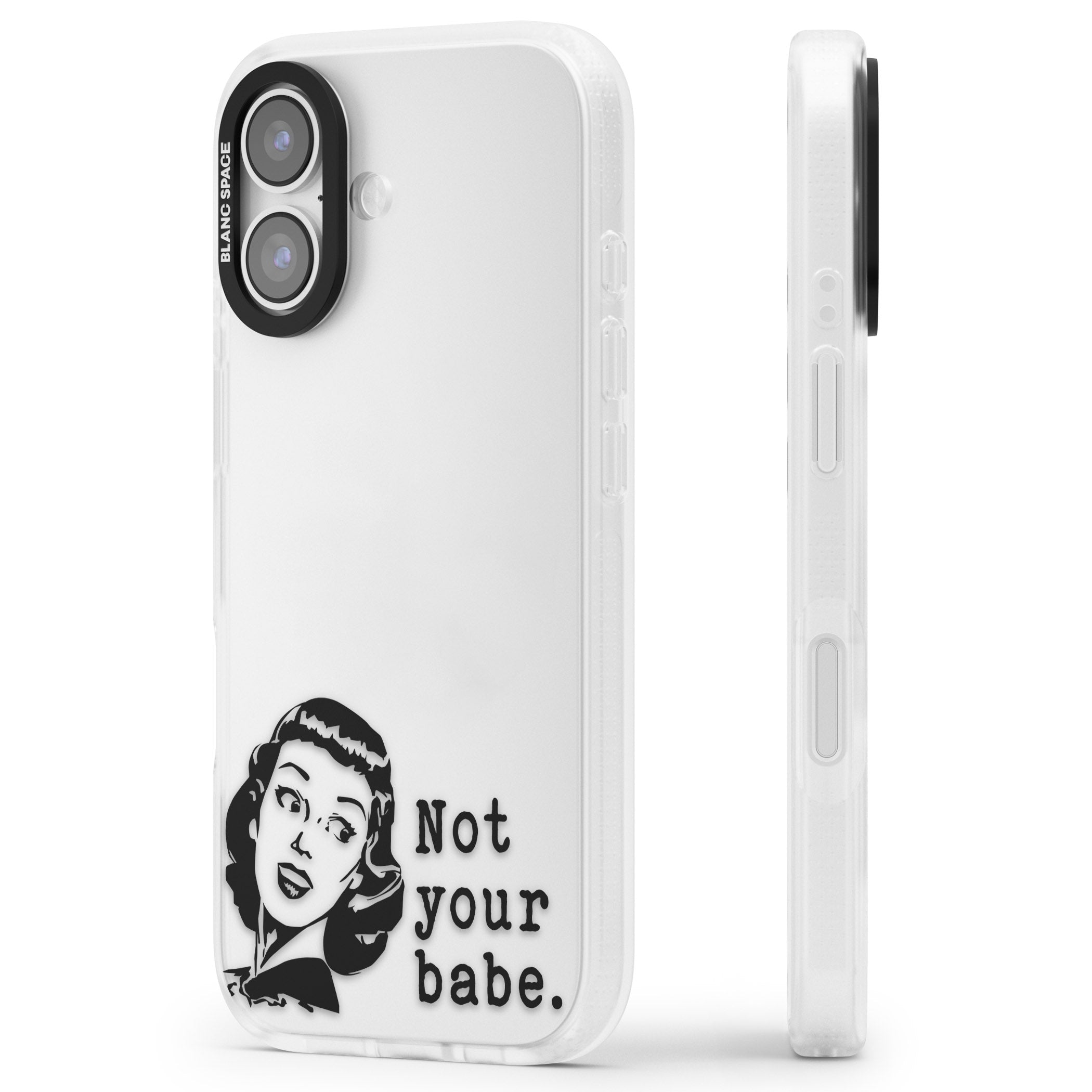 Not Your Babe iPhone 17 Impact Air Clear Phone Case Side Profile
