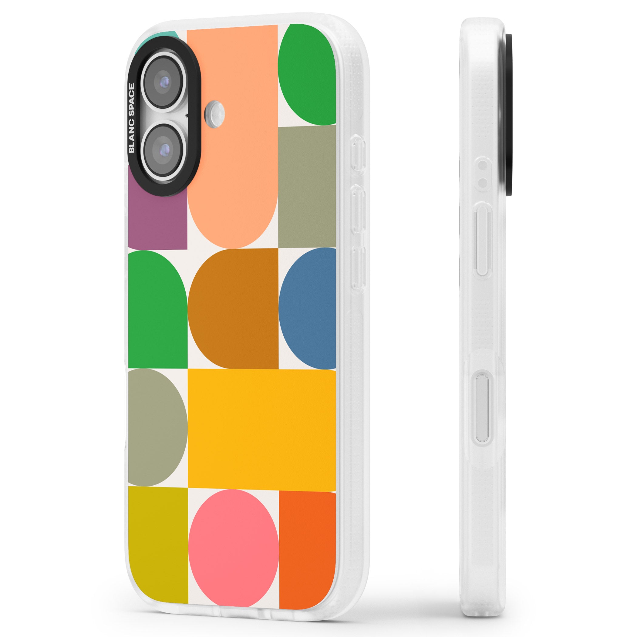 Retro Colorful Shapes iPhone 17 Impact Air Clear Phone Case Side Profile
