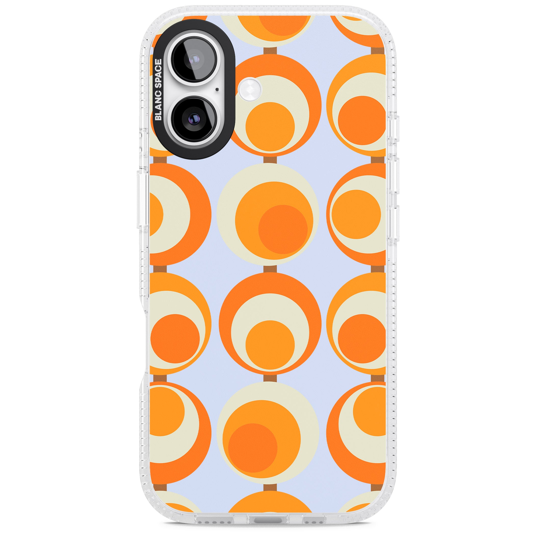 Mid Century Blue Orange Pattern iPhone 17 Impact Air Clear Phone Case