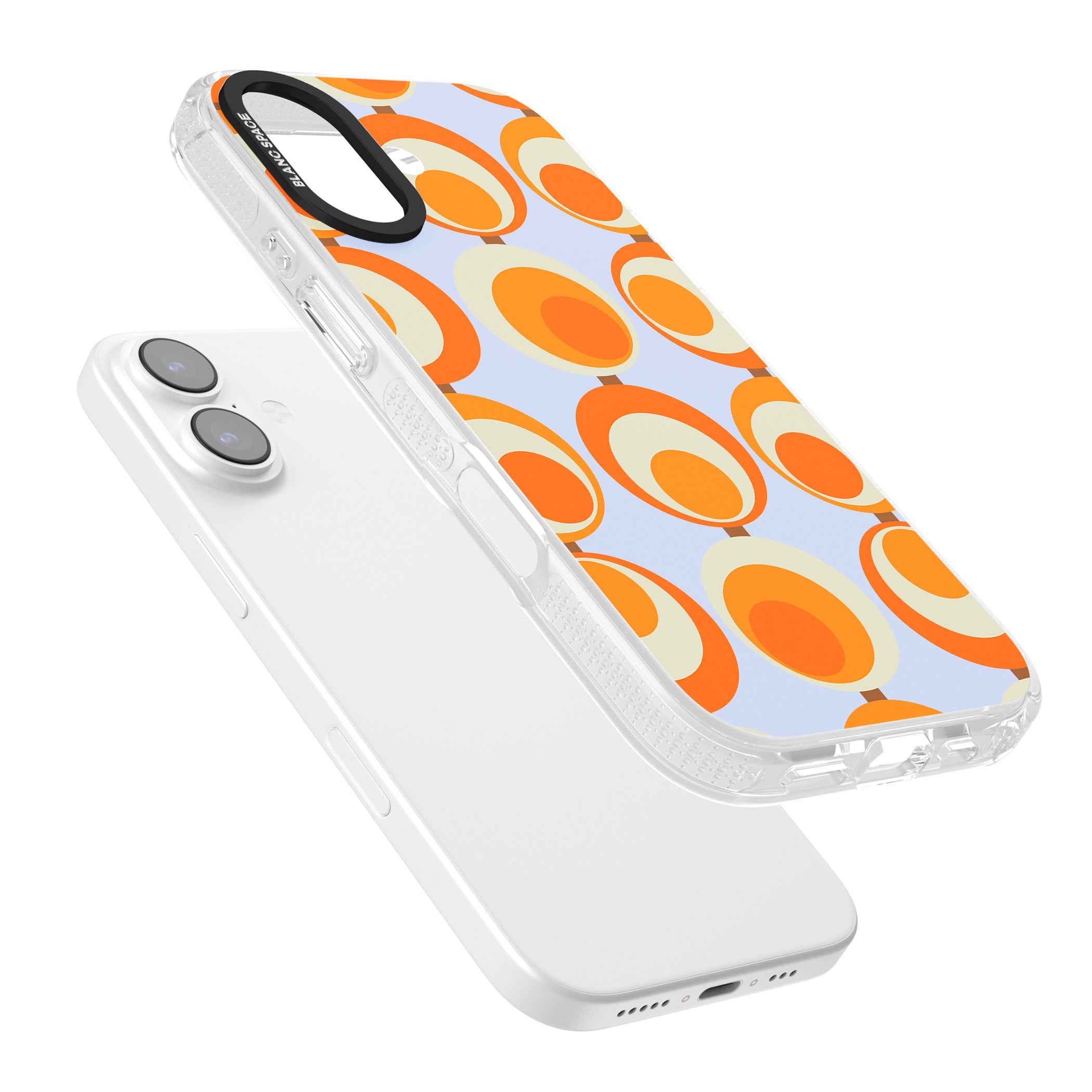 Mid Century Blue Orange Pattern iPhone 17 Impact Air Clear Phone Case Colours