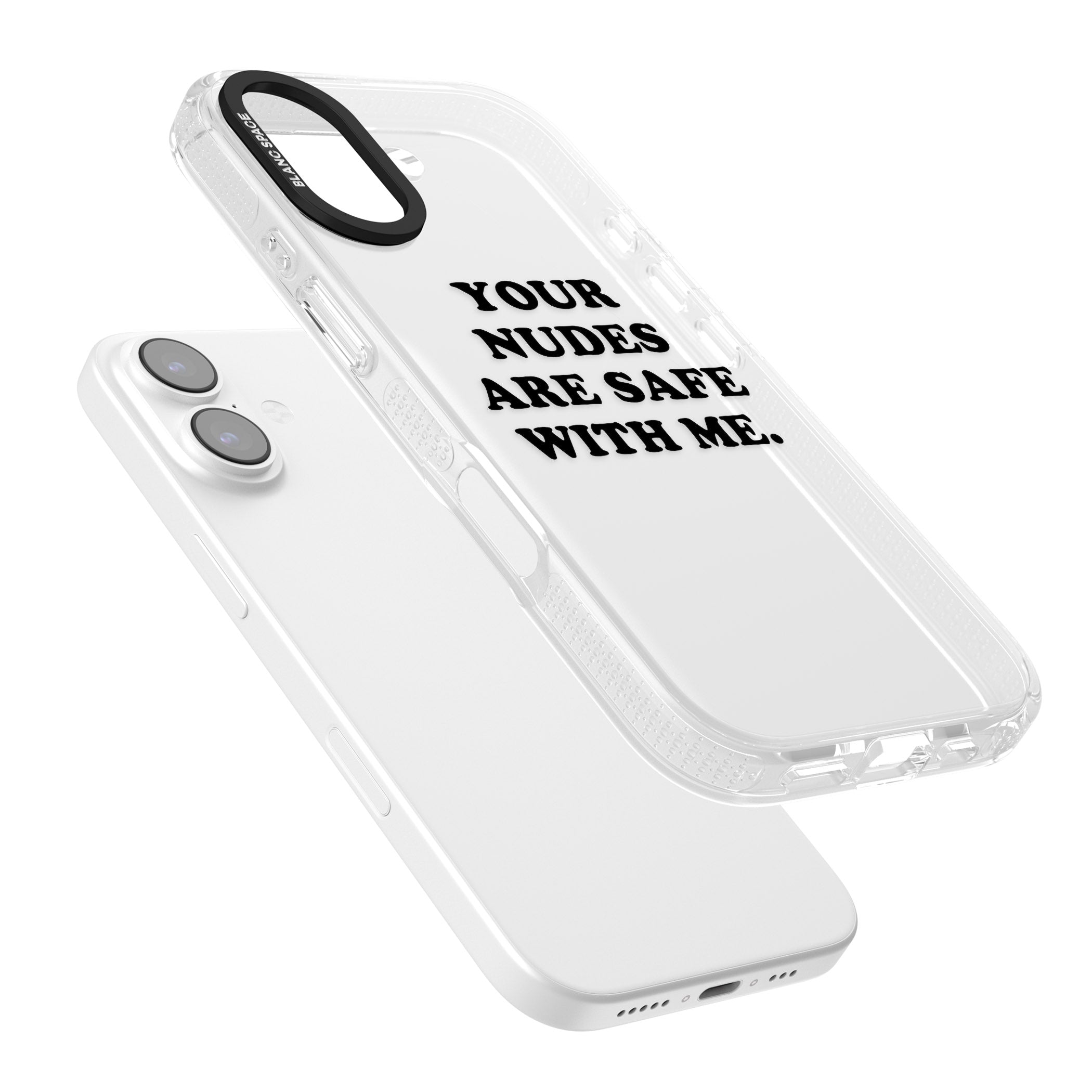 Your Nudes Are Safe Black iPhone 17 Impact Air Clear Phone Case Colours