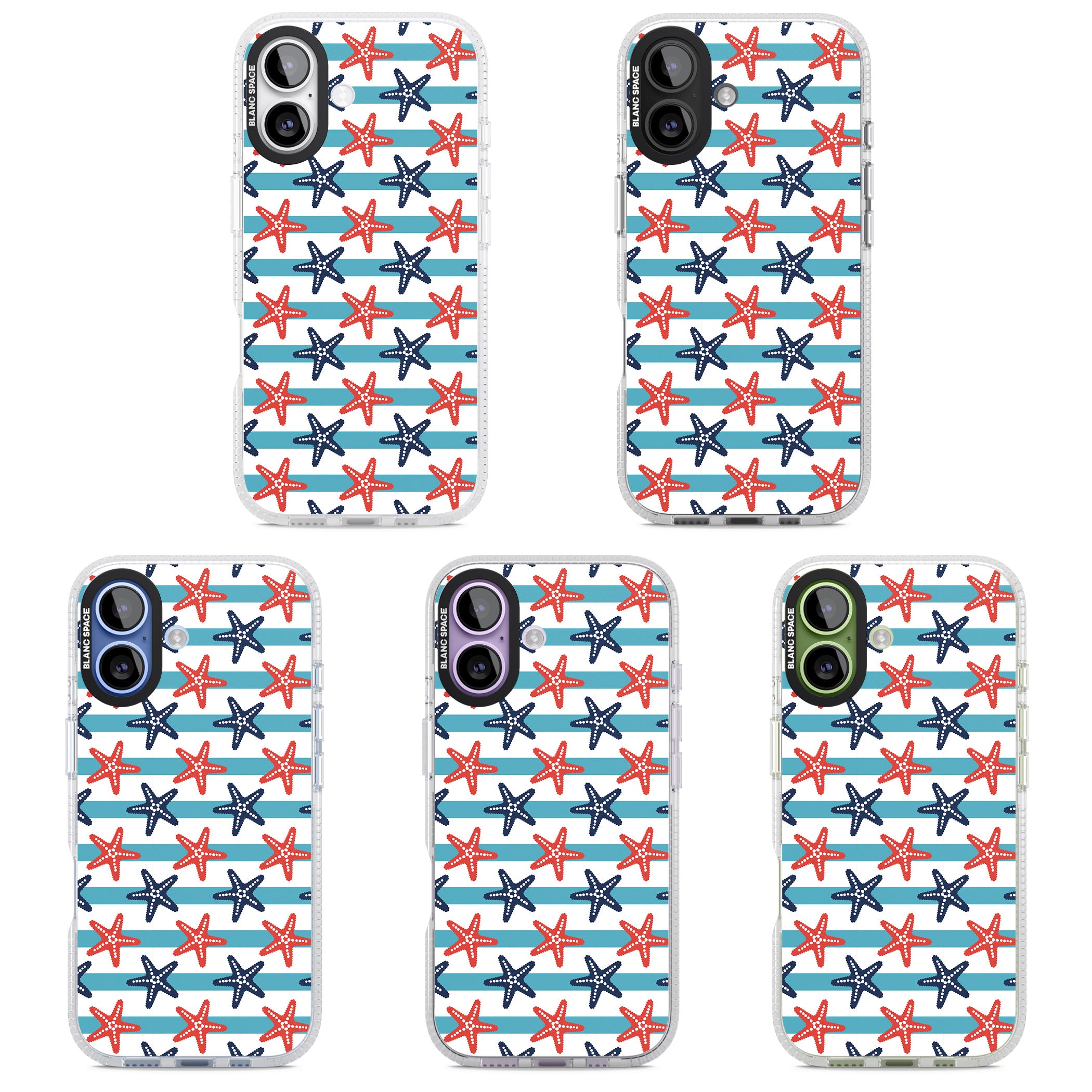 Nautical Starfish Stripe iPhone 17 Impact Air Clear Phone Case APT Impact Protection