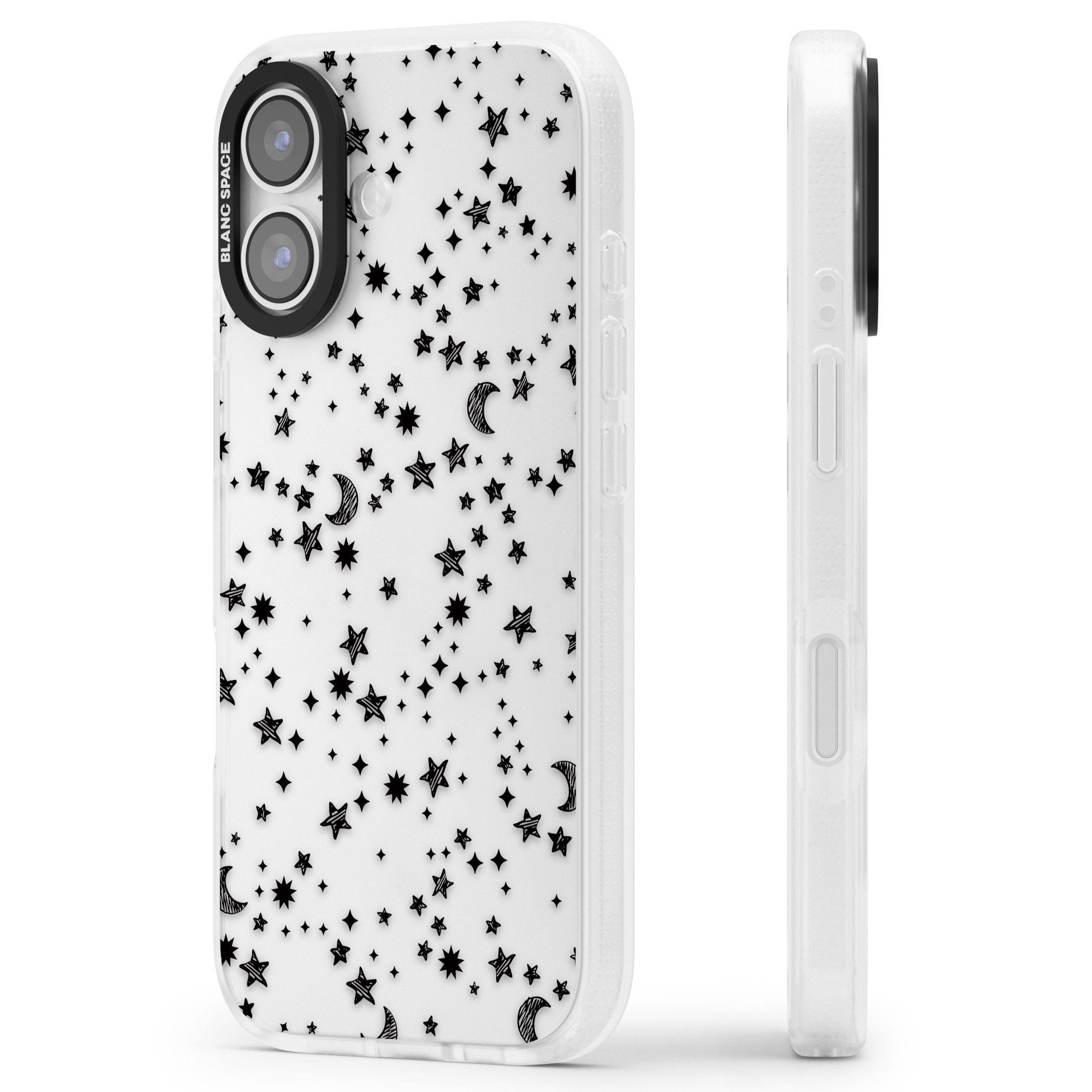 Black Cosmic Galaxy Pattern iPhone 17 Impact Air Clear Phone Case Side Profile