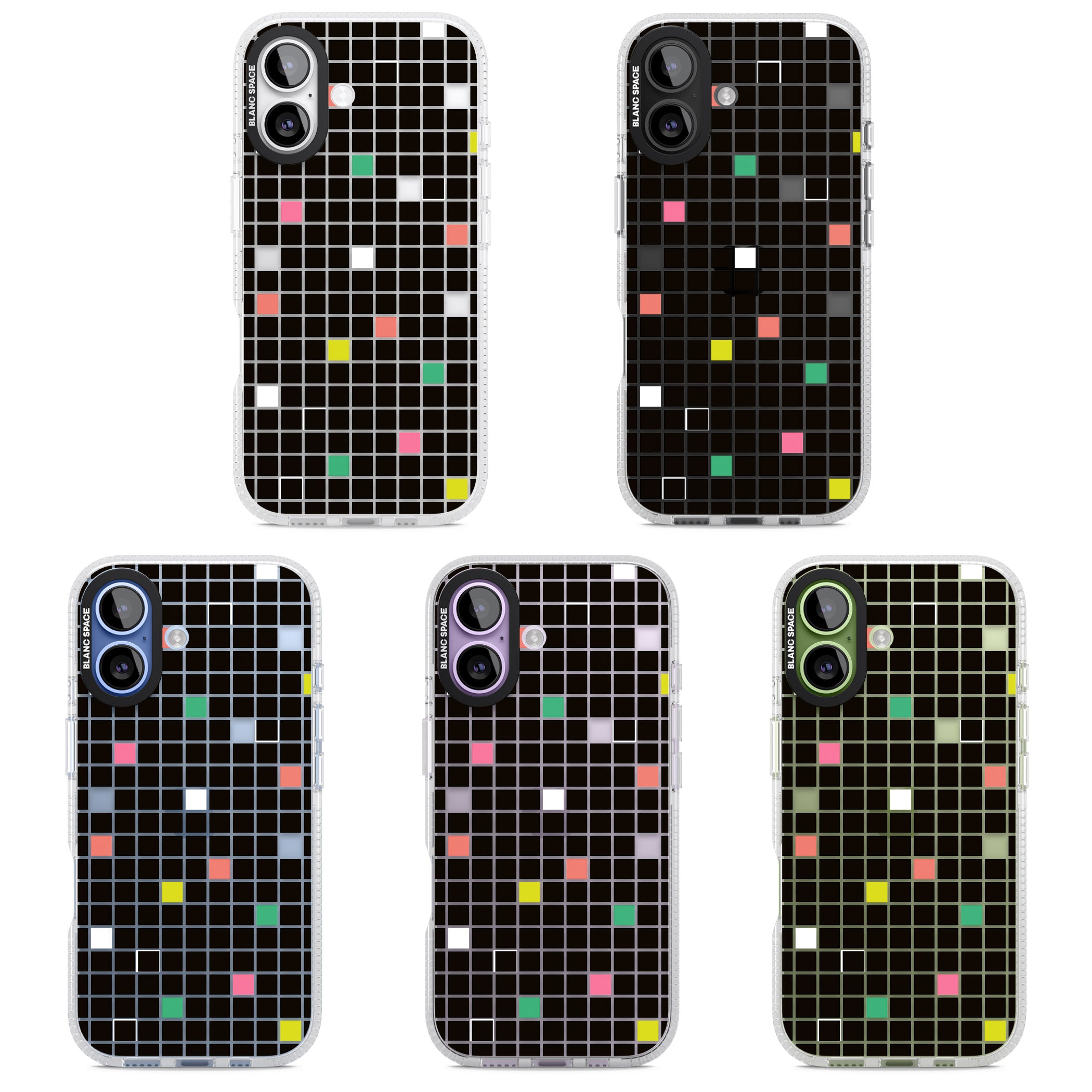 Vibrant Black Geometric Grid iPhone 17 Impact Air Clear Phone Case APT Impact Protection