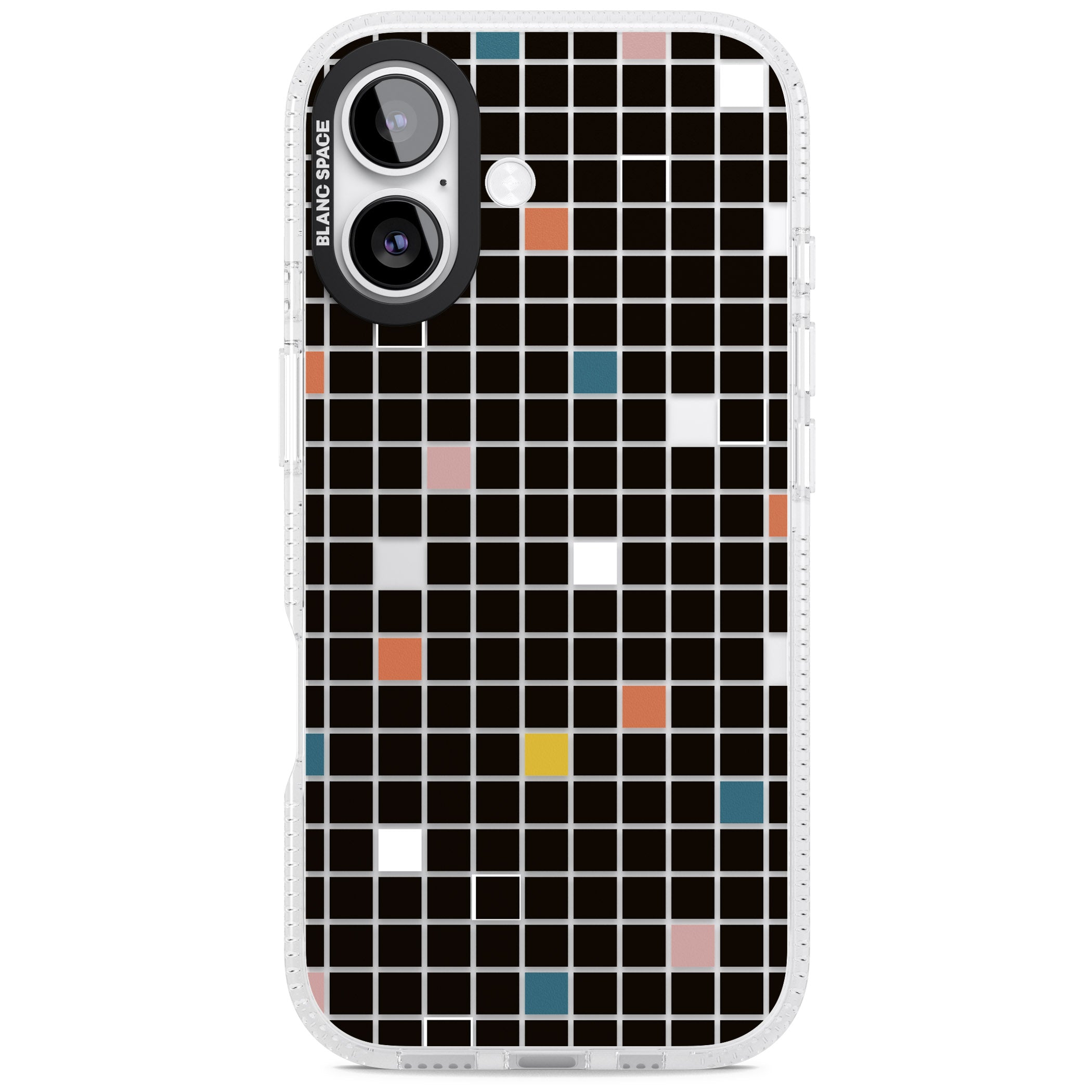Earthtone Black Geometric Grid iPhone 17 Impact Air Clear Phone Case