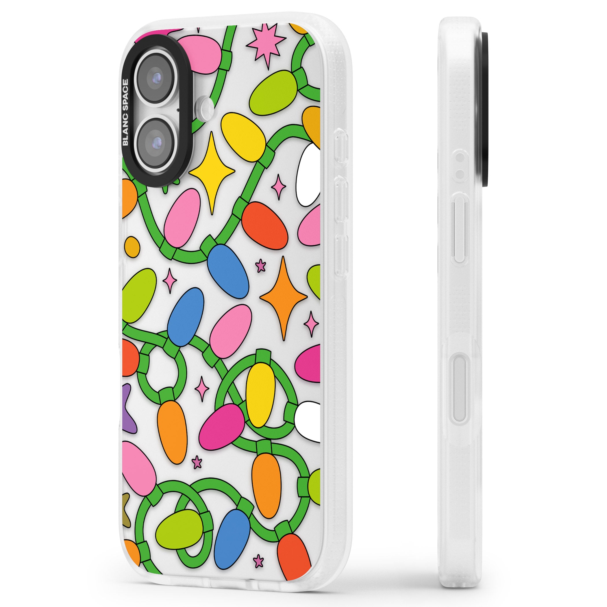 Festive Lights Pattern iPhone 17 Impact Air Clear Phone Case Side Profile