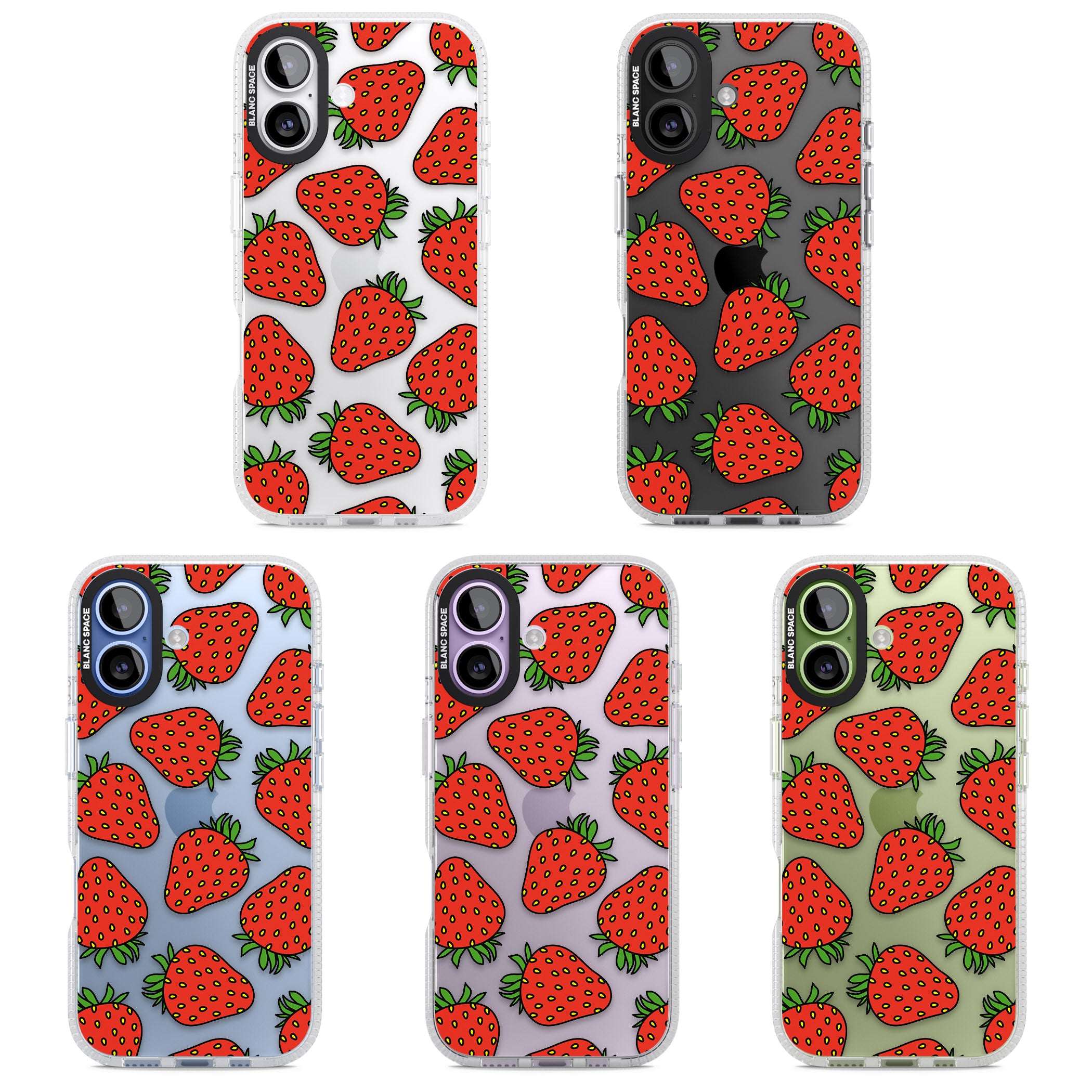 Strawberry Pattern iPhone 17 Impact Air Clear Phone Case APT Impact Protection