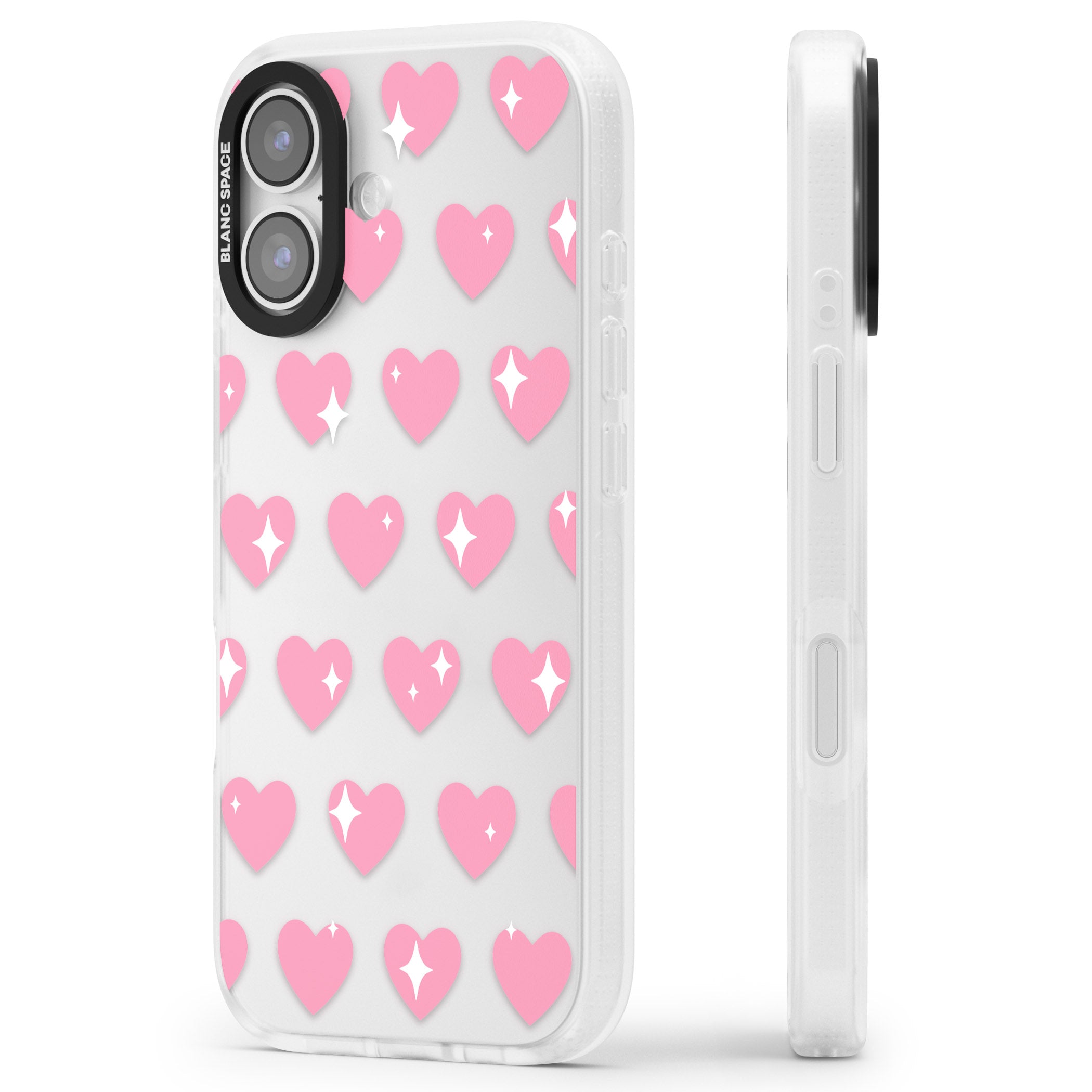 Sweet Hearts iPhone 17 Impact Air Clear Phone Case Side Profile