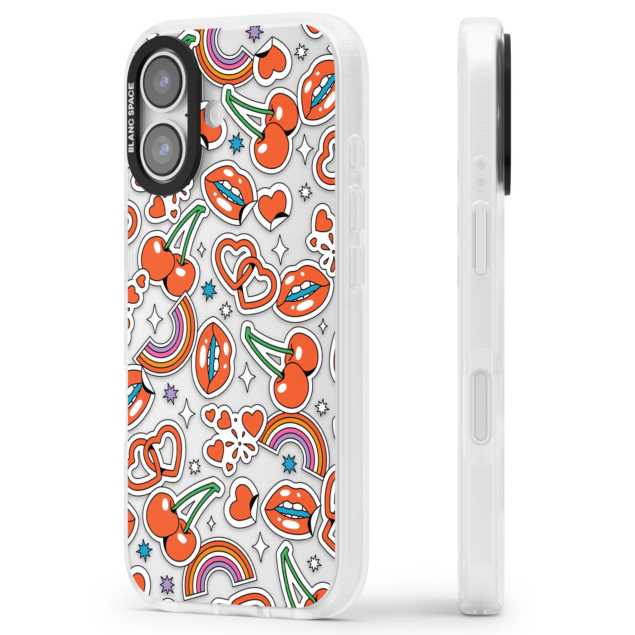 Red Sticker Pop iPhone 17 Impact Air Clear Phone Case Side Profile