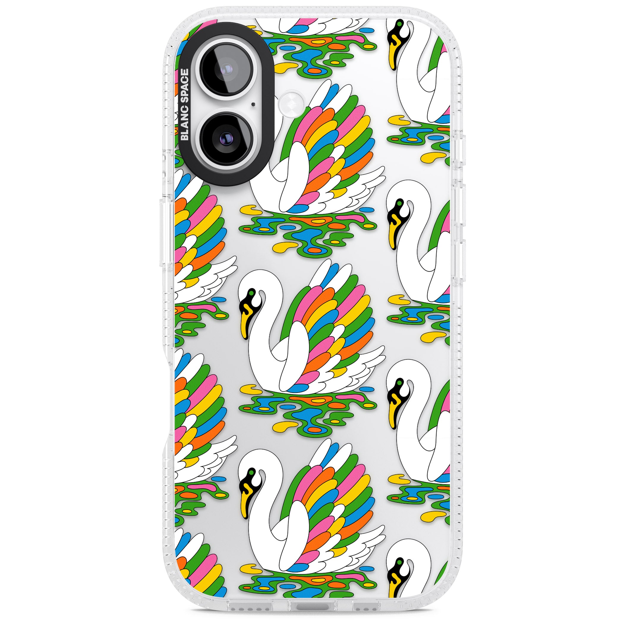 Colourful Swan Pattern iPhone 17 Impact Air Clear Phone Case