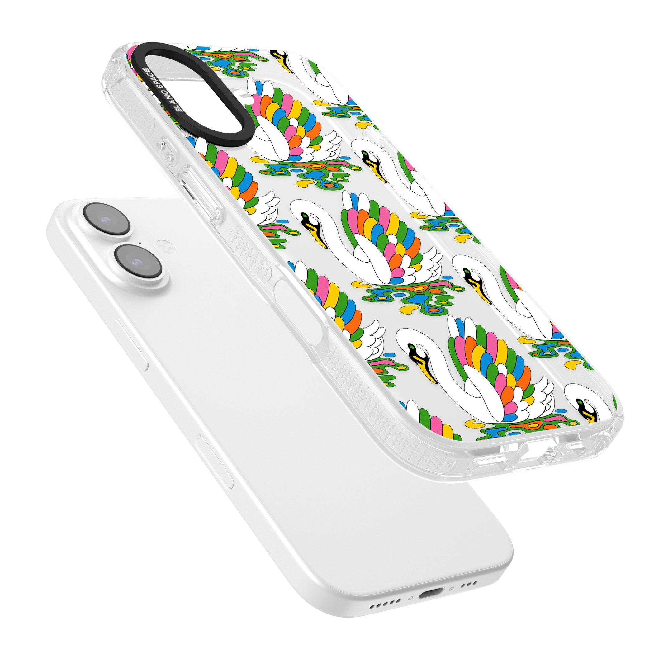 Colourful Swan Pattern iPhone 17 Impact Air Clear Phone Case Colours
