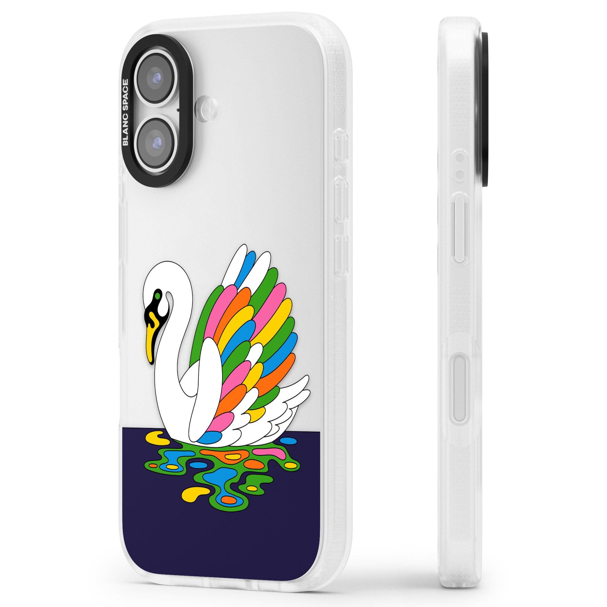 Serene Swan iPhone 17 Impact Air Clear Phone Case Side Profile