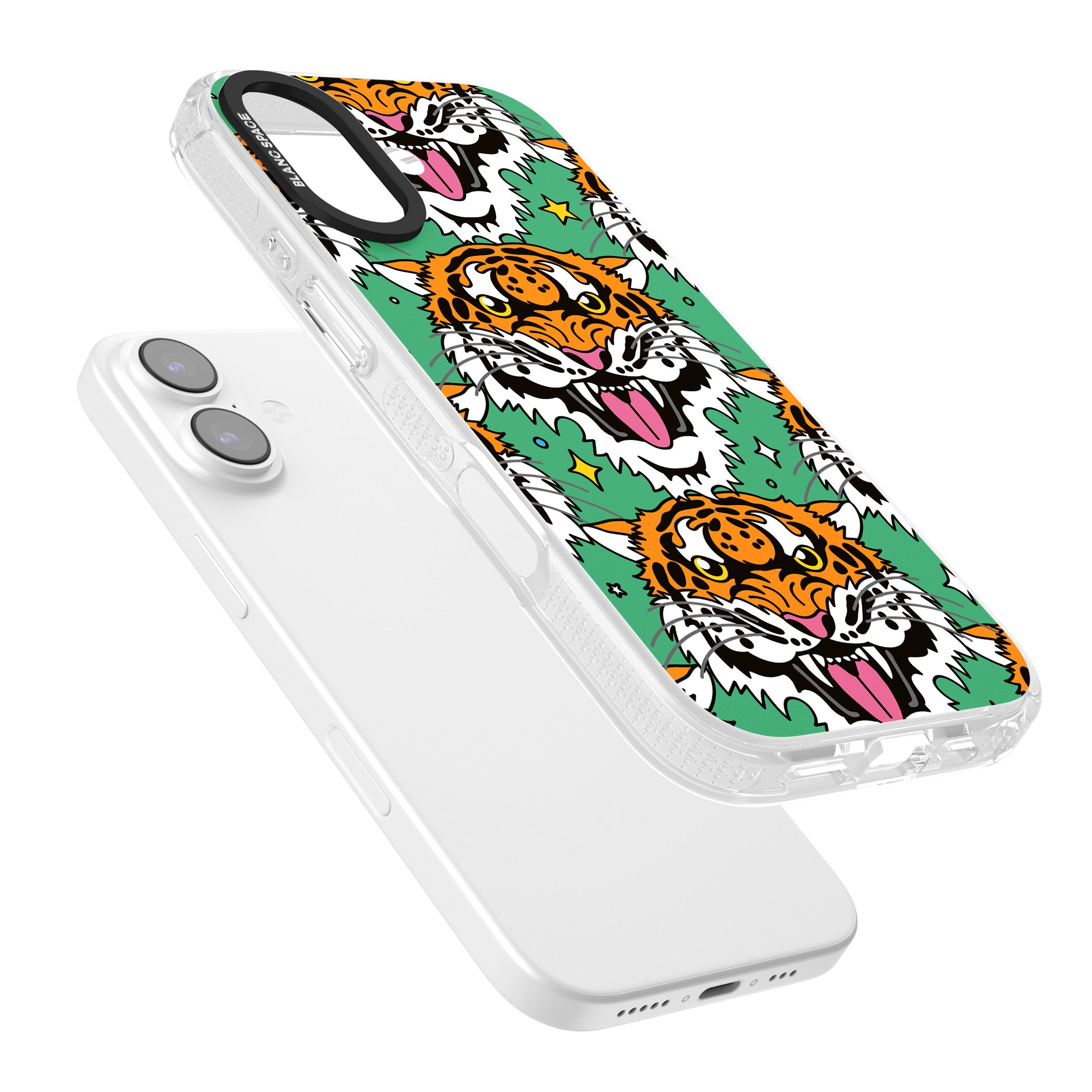 Fierce Jungle Tigers (Green) iPhone 17 Impact Air Clear Phone Case Colours