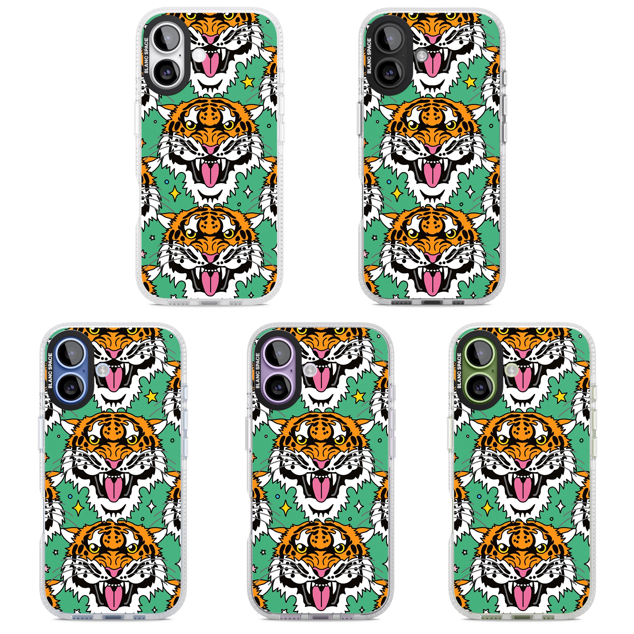 Fierce Jungle Tigers (Green) iPhone 17 Impact Air Clear Phone Case APT Impact Protection