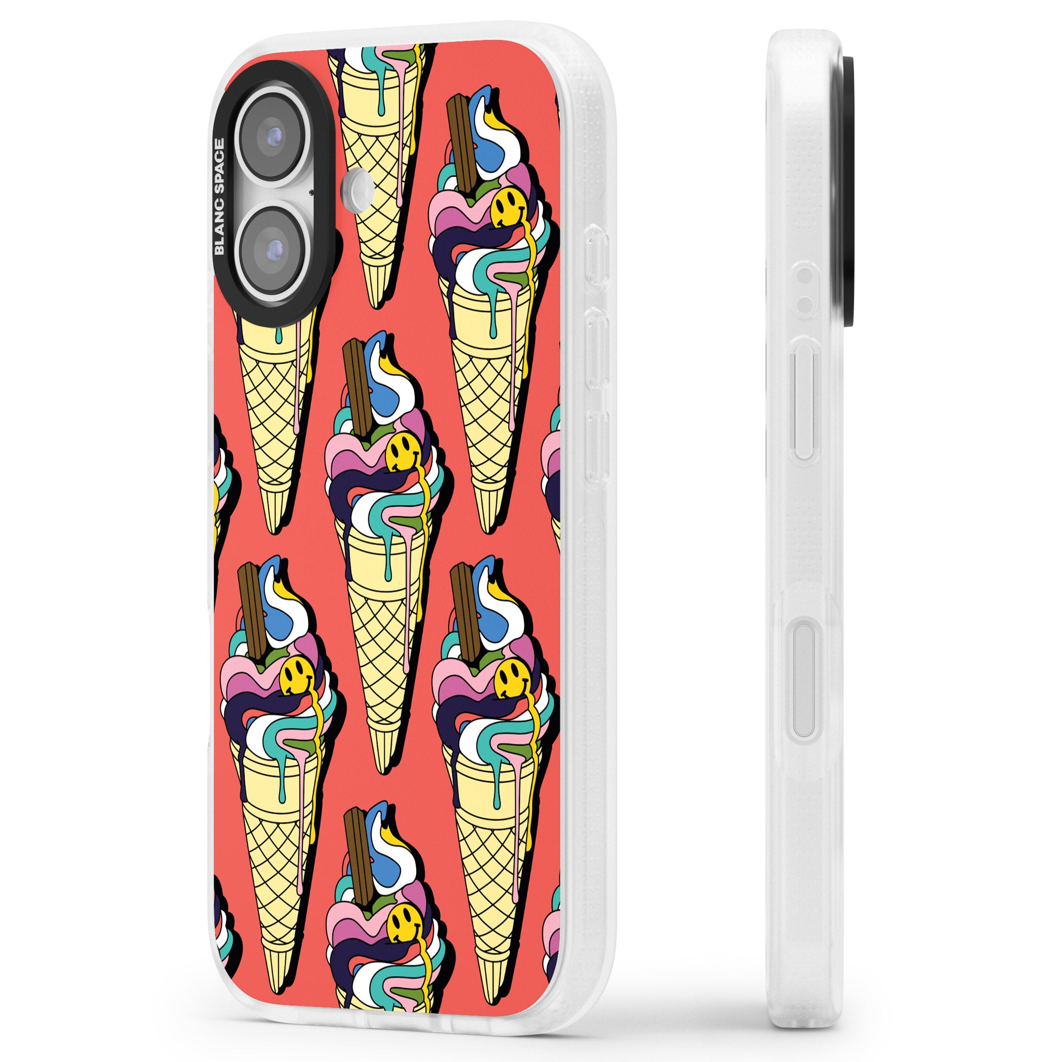 Trip & Drip Ice Cream (Red) iPhone 17 Impact Air Clear Phone Case Side Profile