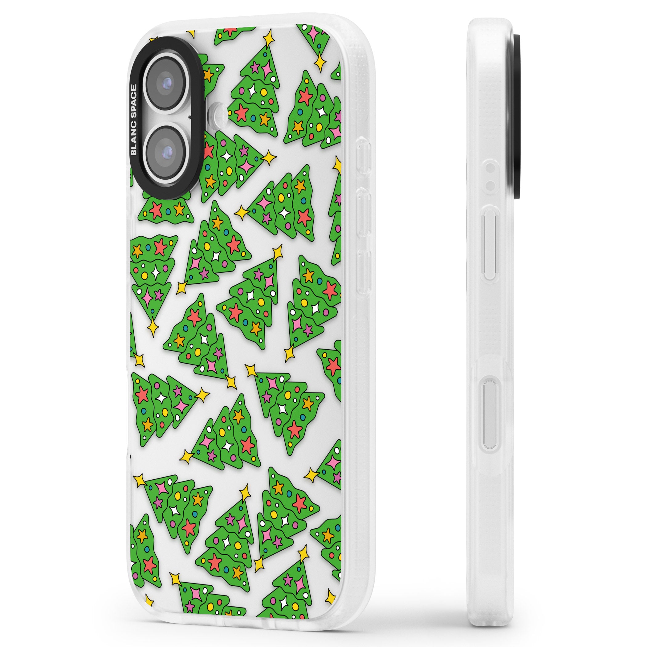 Christmas Tree Pattern iPhone 17 Impact Air Clear Phone Case Side Profile