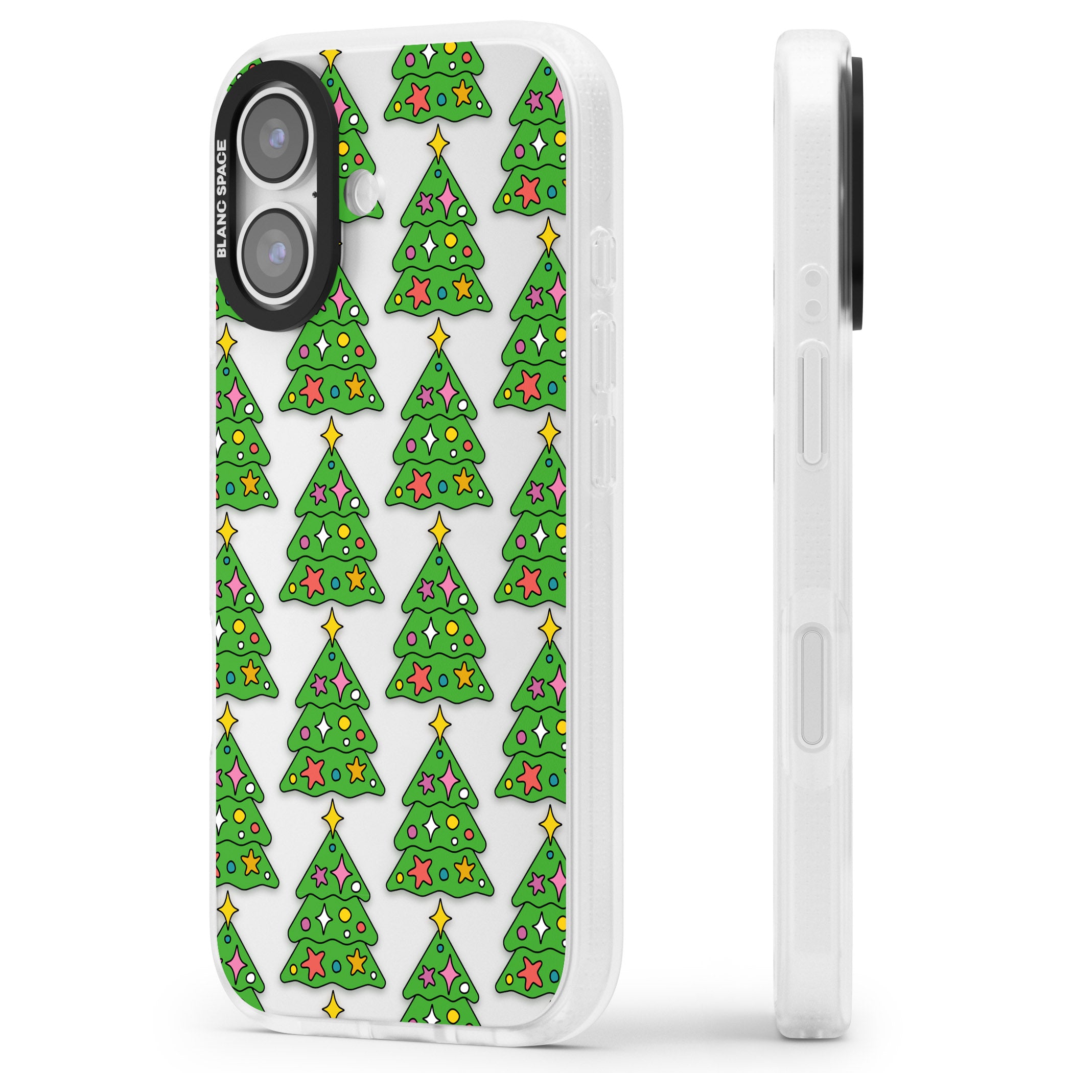 Christmas Tree Pattern (Clear) iPhone 17 Impact Air Clear Phone Case Side Profile