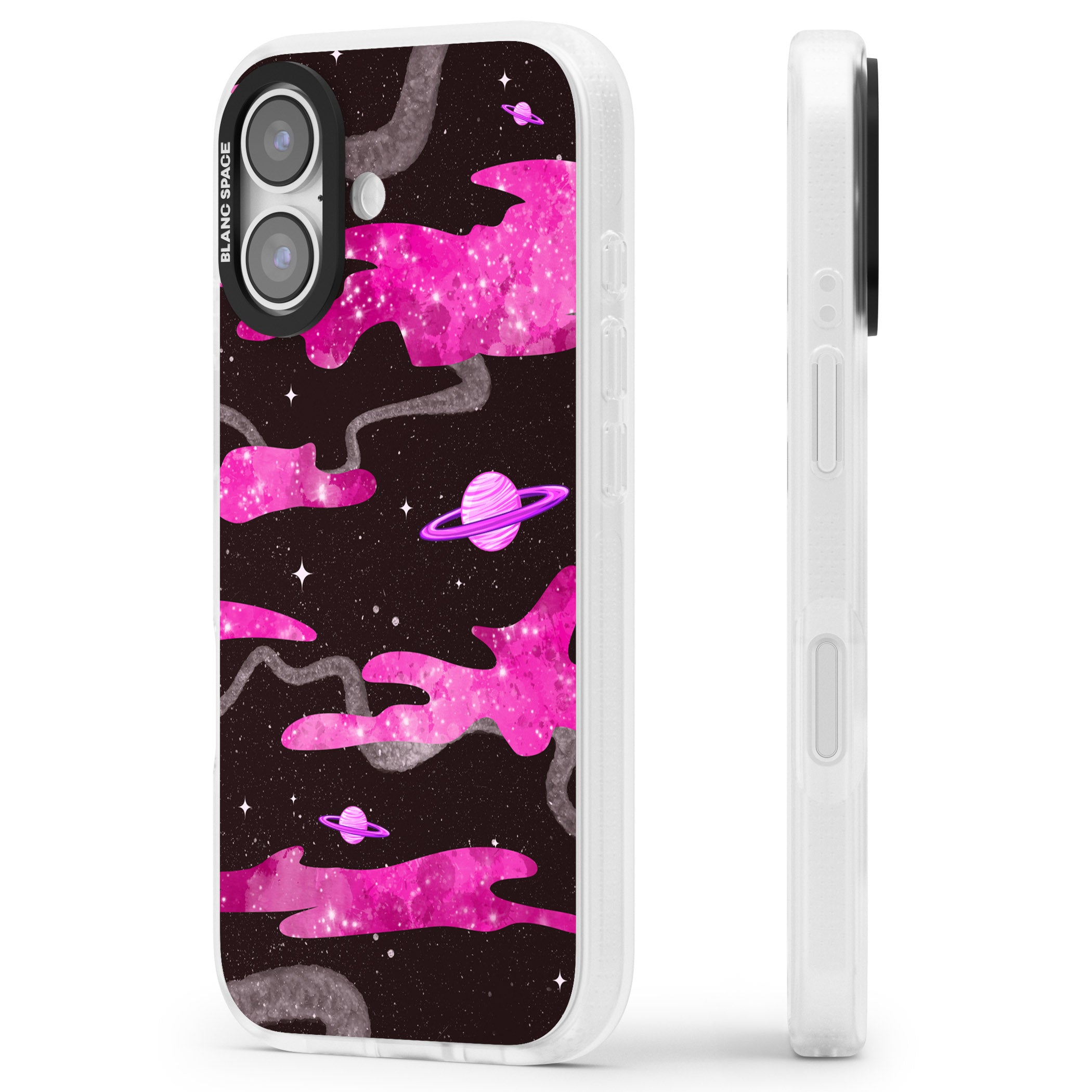 Pink Galaxy iPhone 17 Impact Air Clear Phone Case Side Profile