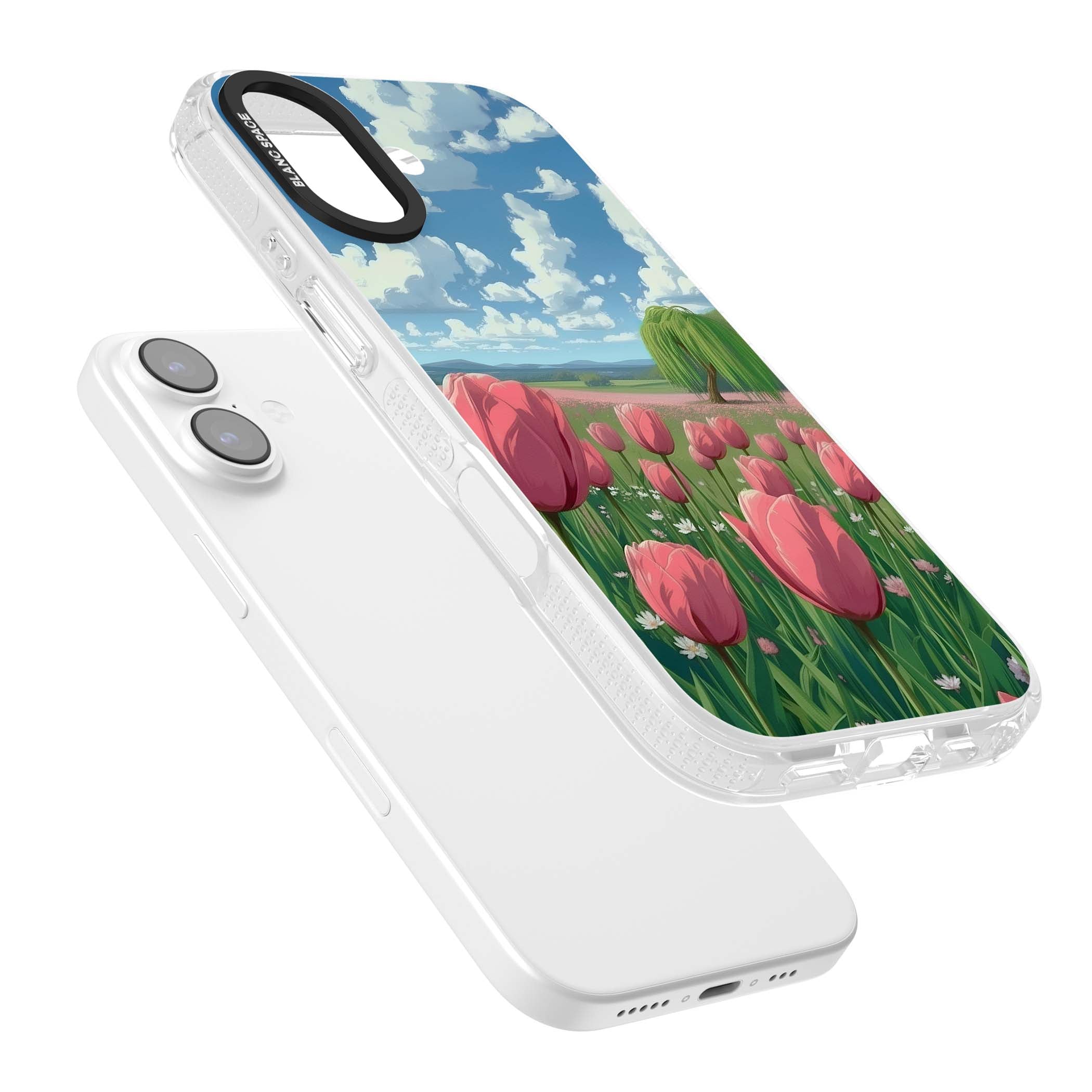 Willow By The Pink Tulips floral iPhone case | Clear Case Impact Air case for iPhone 17
