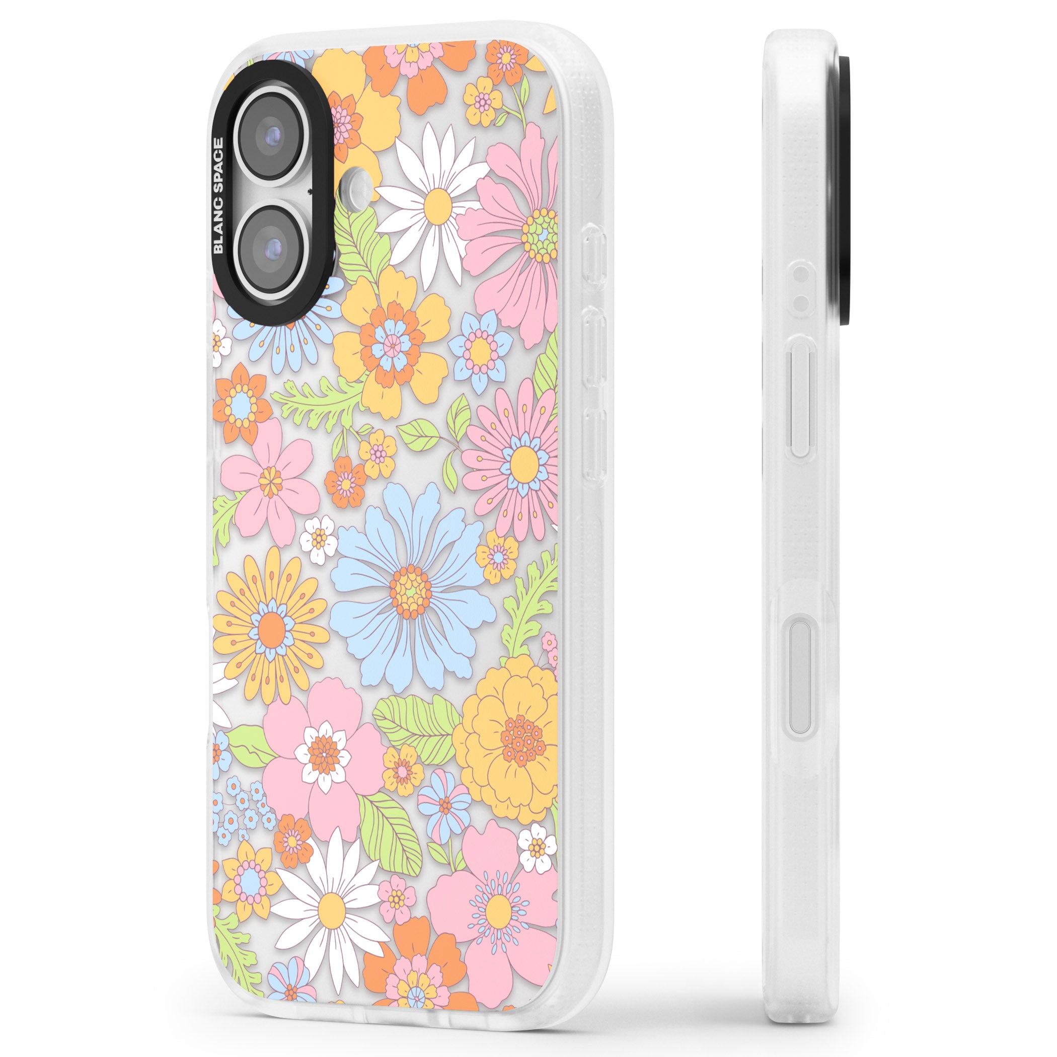 Pastel Flower Pattern iPhone 17 Impact Air Clear Phone Case Side Profile