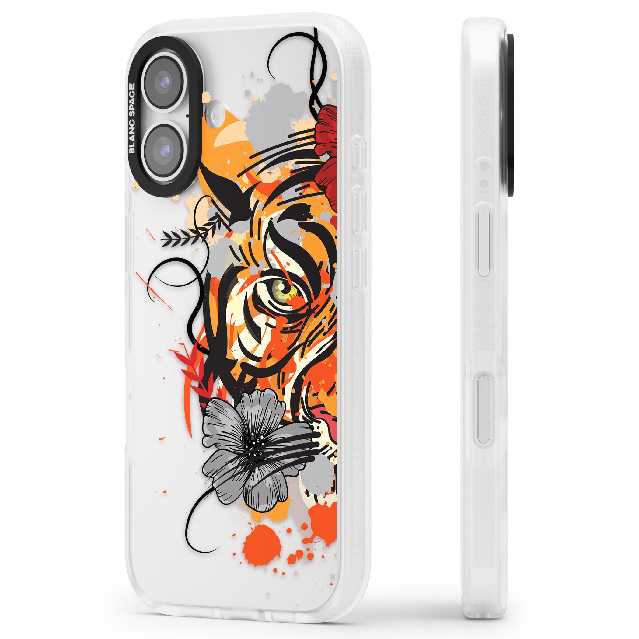Sugar Skull Tiger iPhone 17 Impact Air Clear Phone Case Side Profile