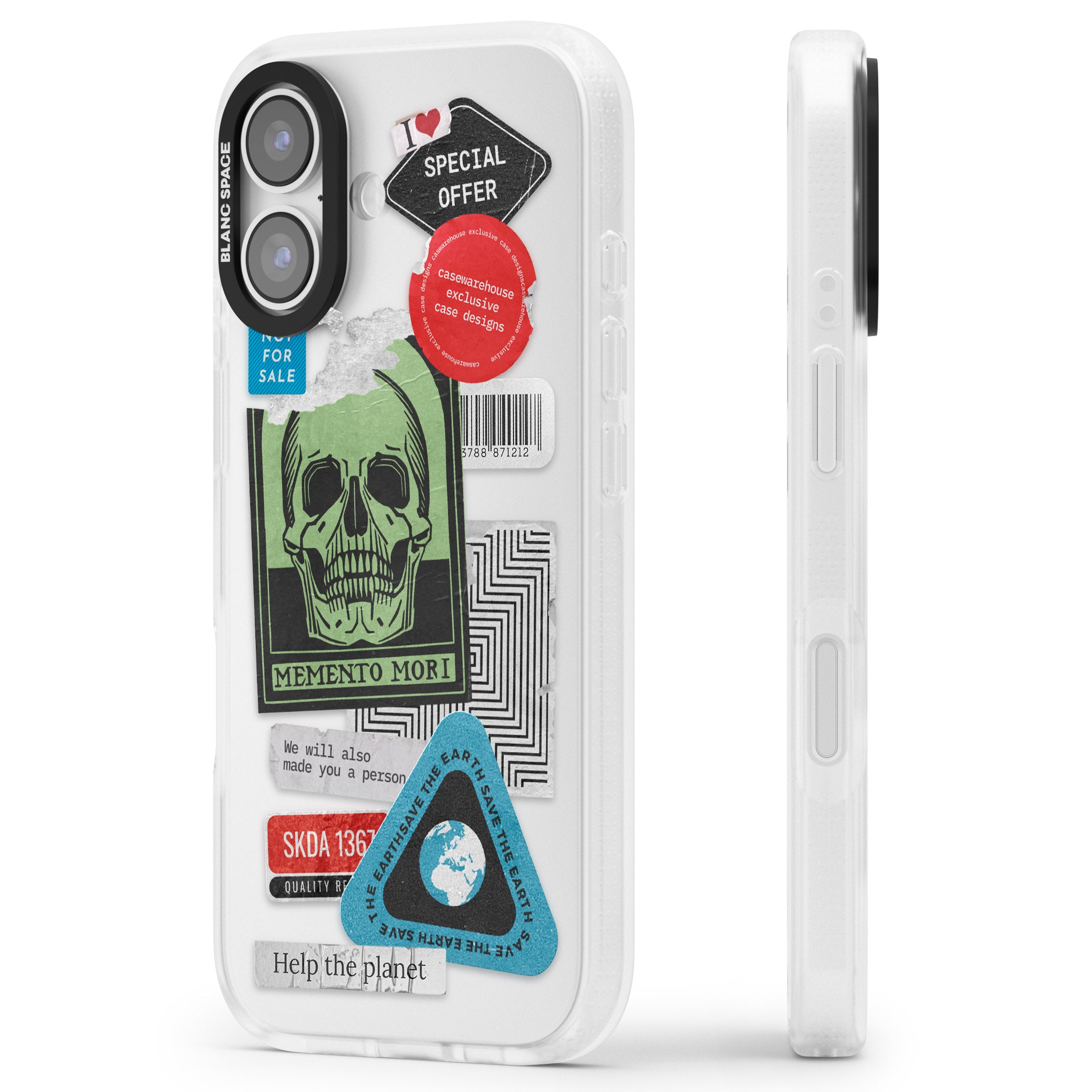 Skull Sticker Mix iPhone 17 Impact Air Clear Phone Case Side Profile