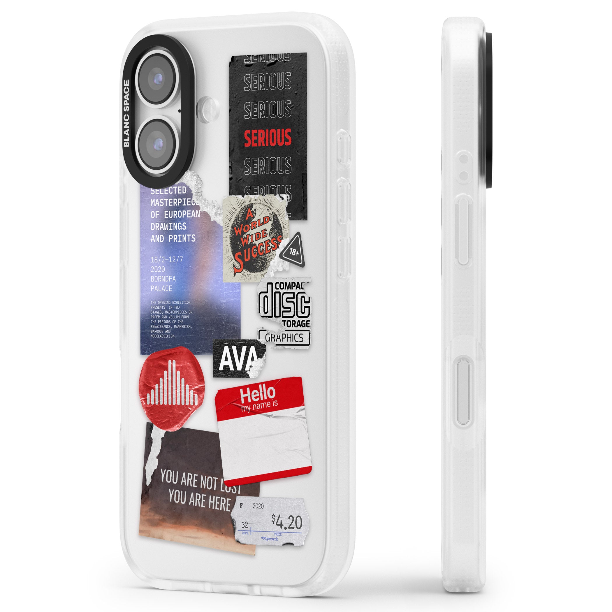 Red & Black Sticker Mix iPhone 17 Impact Air Clear Phone Case Side Profile