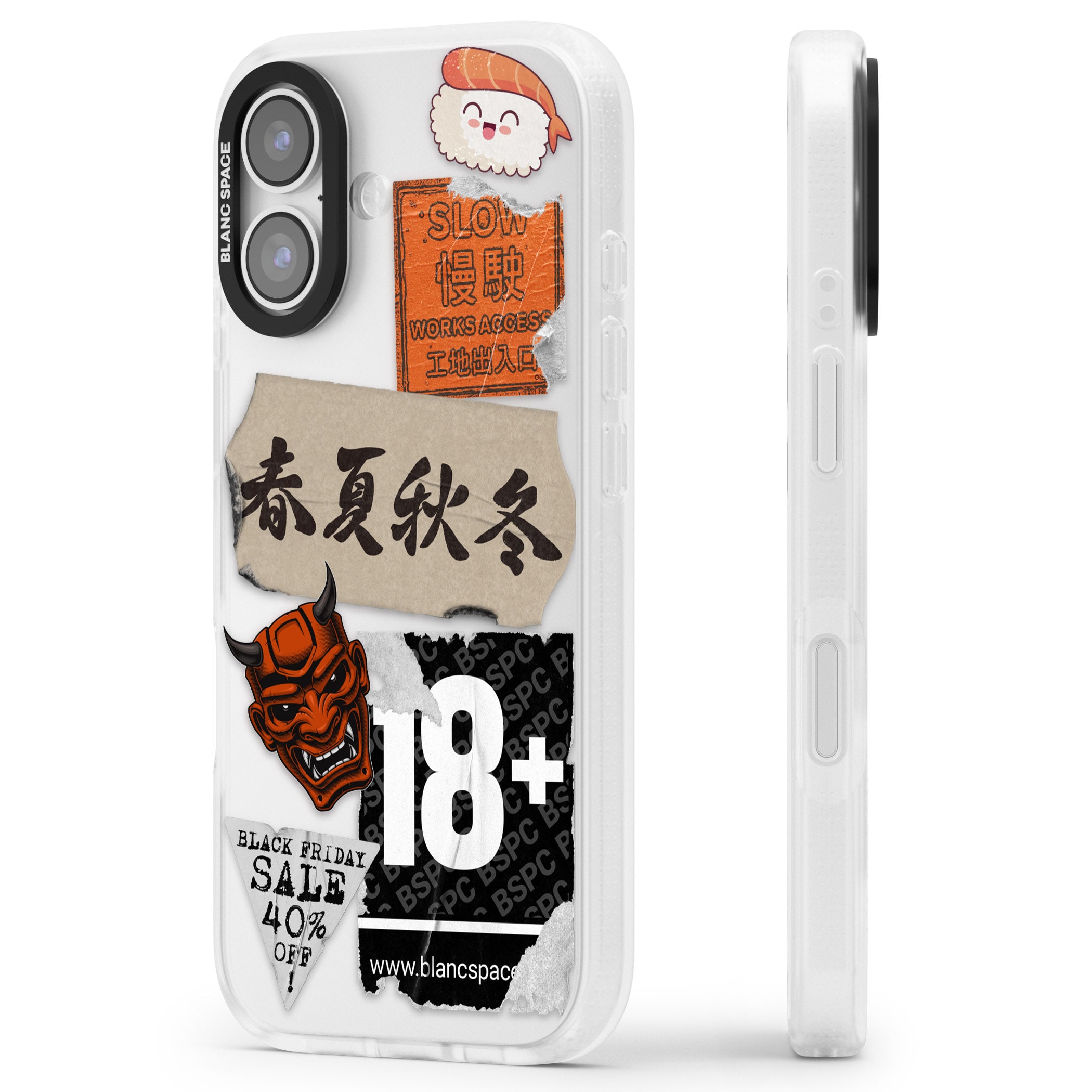 Asian Sticker Mix iPhone 17 Impact Air Clear Phone Case Side Profile