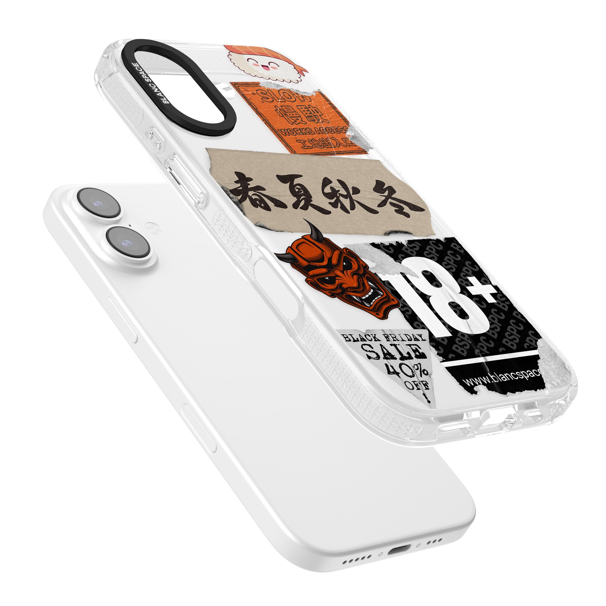 Asian Sticker Mix iPhone 17 Impact Air Clear Phone Case Colours