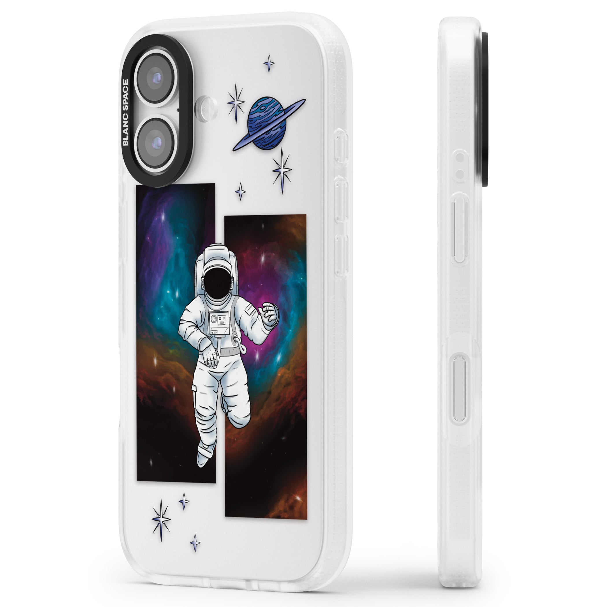 Escape The Nebula iPhone 17 Impact Air Clear Phone Case Side Profile