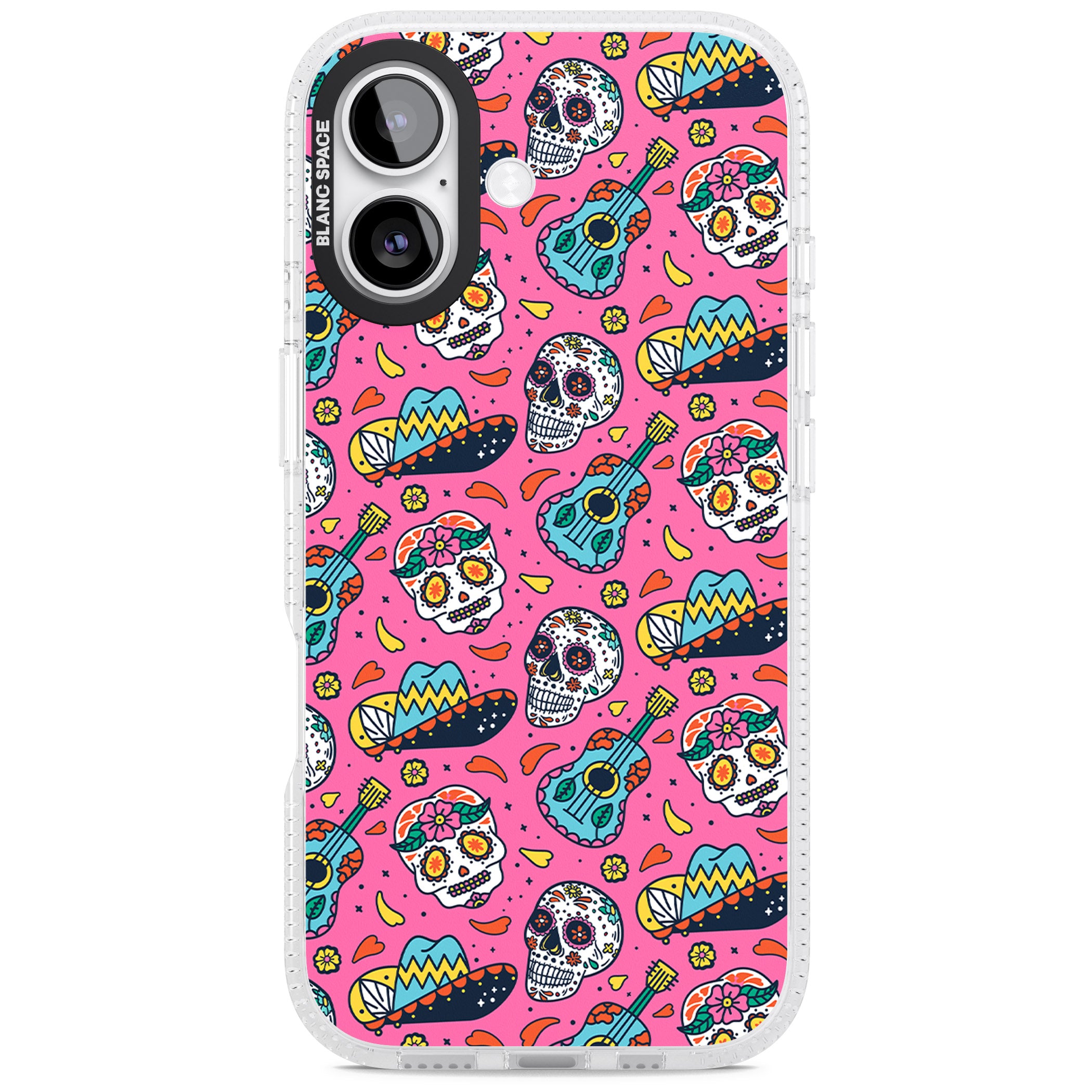 Pink Day Of The Dead Pattern iPhone 17 Impact Air Clear Phone Case