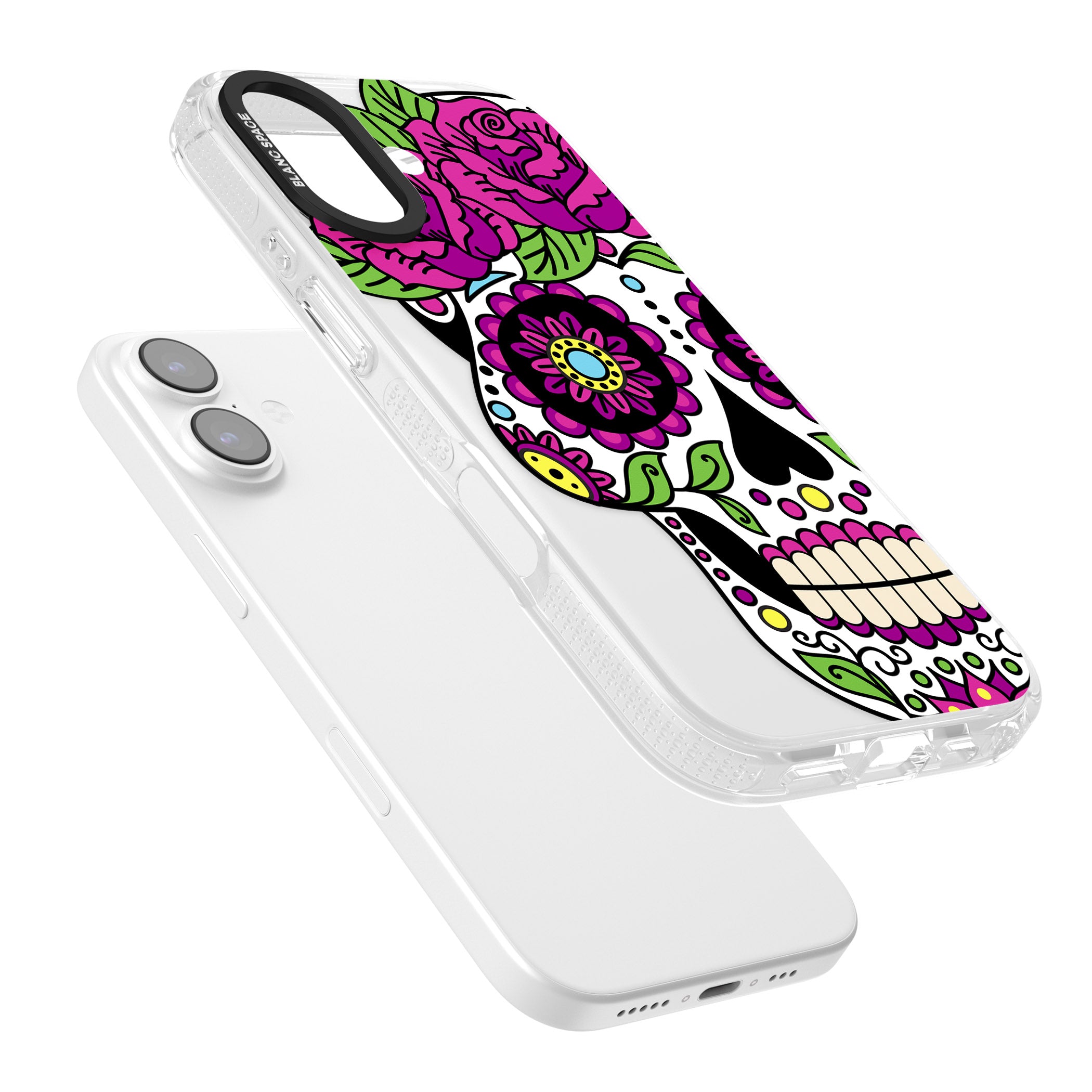 Purple Floral Sugar Skull iPhone 17 Impact Air Clear Phone Case Colours