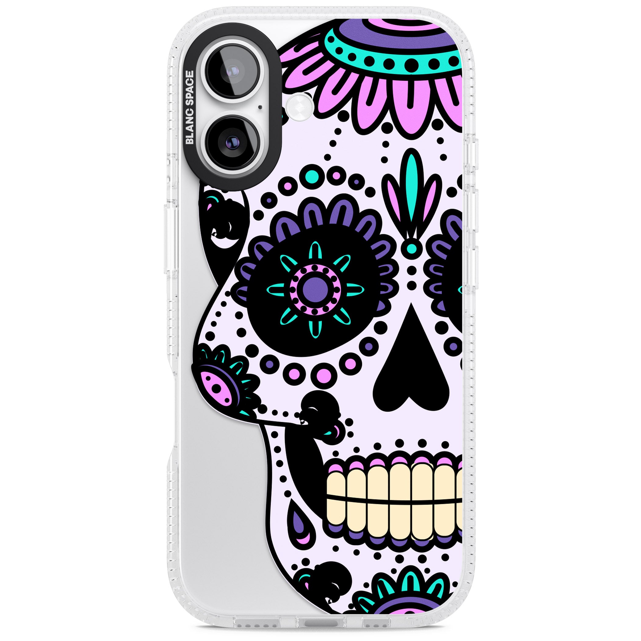 Violet Sugar Skull iPhone 17 Impact Air Clear Phone Case