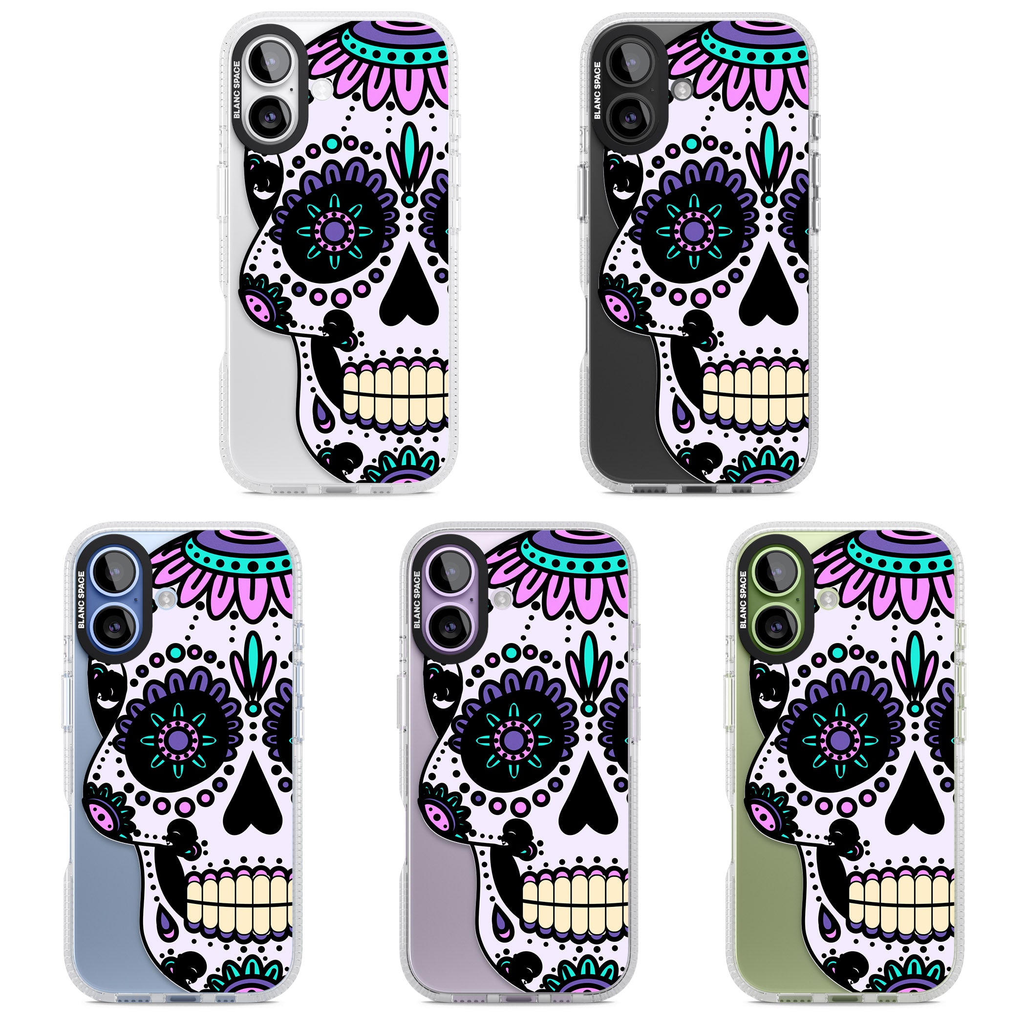 Violet Sugar Skull iPhone 17 Impact Air Clear Phone Case APT Impact Protection