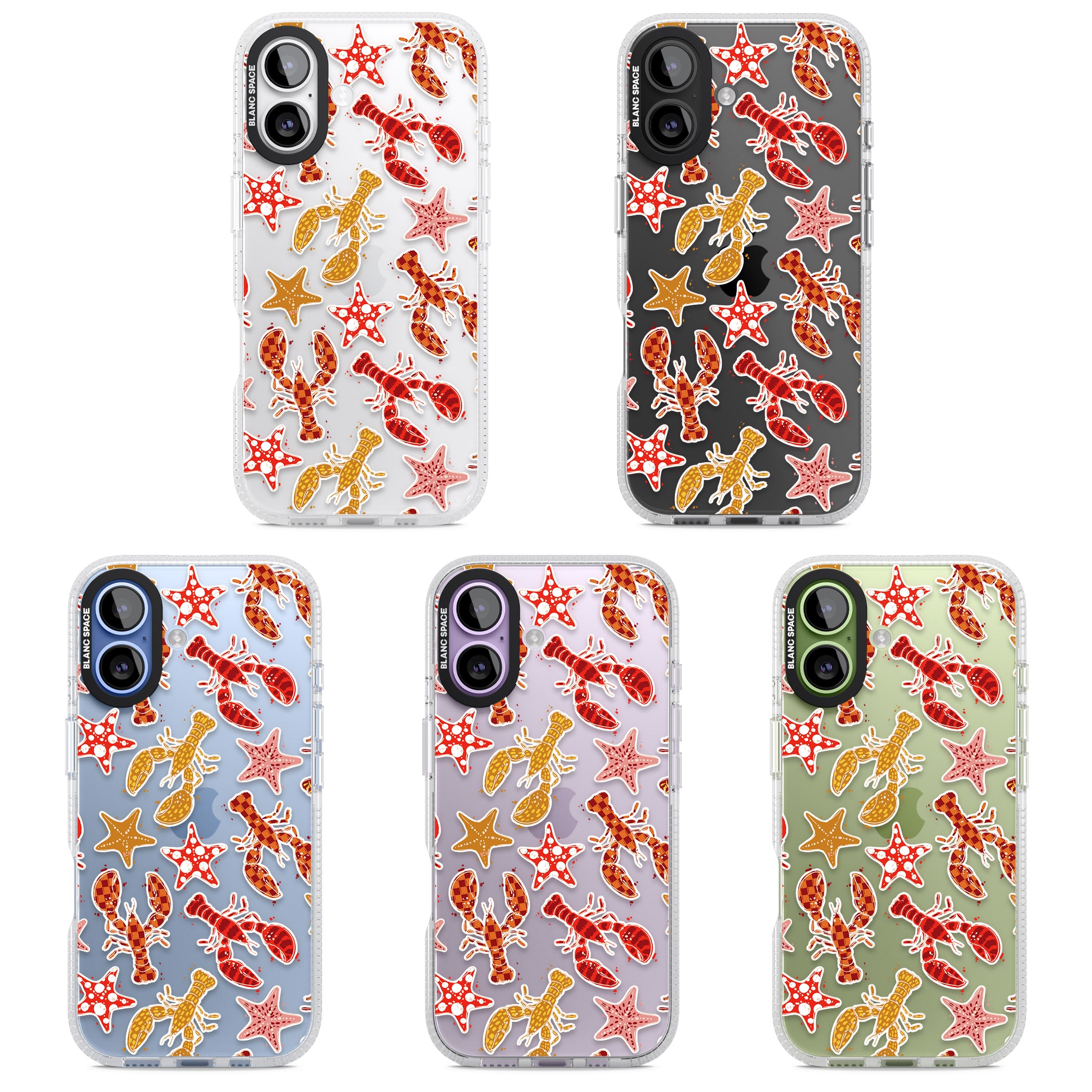Lobster & Starfish Coastal Pattern iPhone 17 Impact Air Clear Phone Case APT Impact Protection