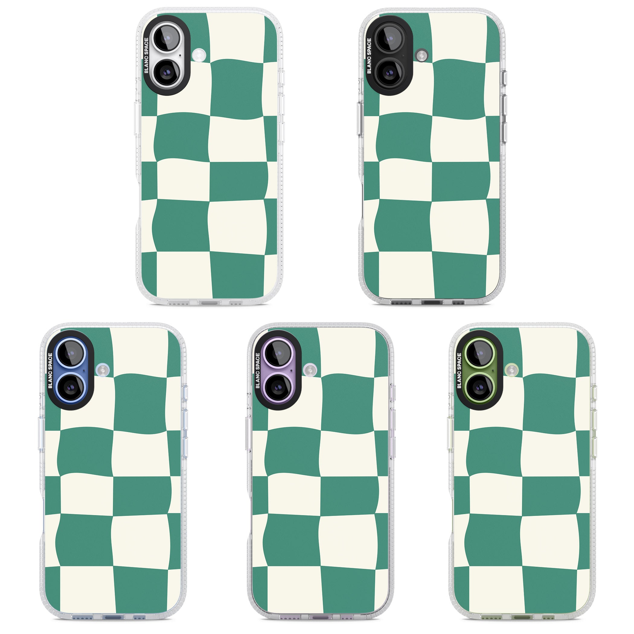 Green & Cream Wavy Check iPhone 17 Impact Air Clear Phone Case APT Impact Protection